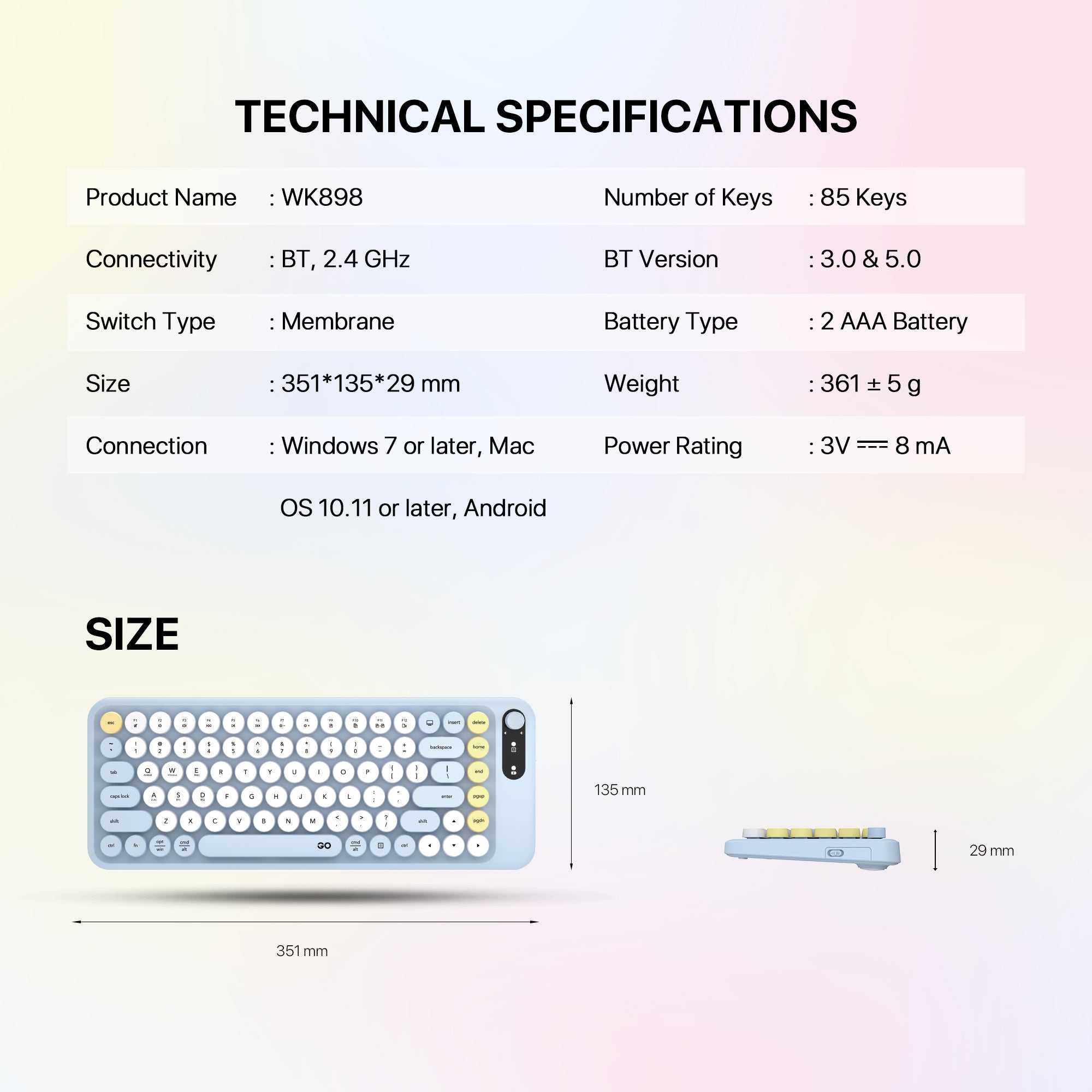 Fantech GO MOCHI85 75% Wireless Keyboard and Mouse Combo Computer Keyboard Set