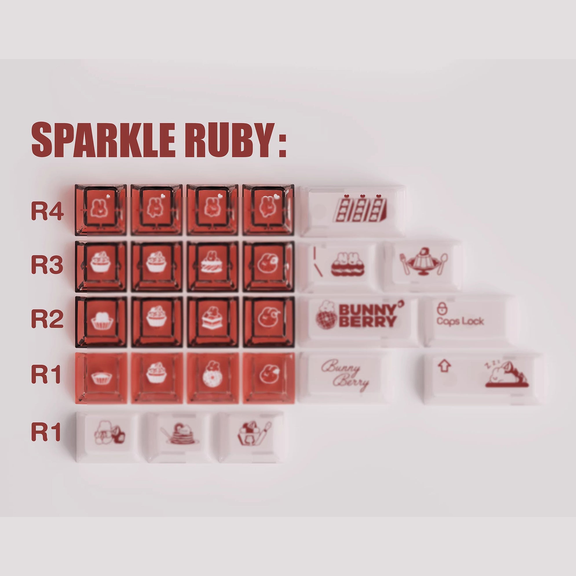 KeyByeLab Bunny Berry Cherry Profile PBT+PC Keycap Set with Transparent Keycap