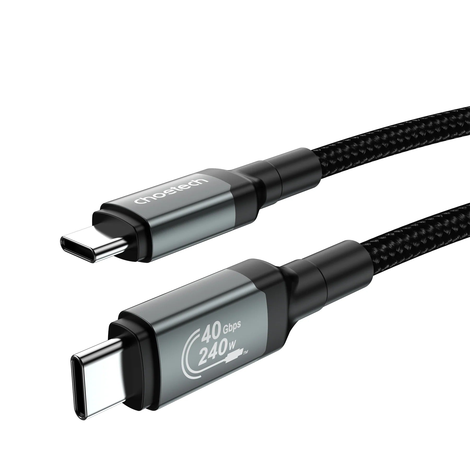 Choetech HyperLink 240W USB-C to C Fast Charging Nylon Cable - 40Gbps 8K@60Hz, 2m/1.2m