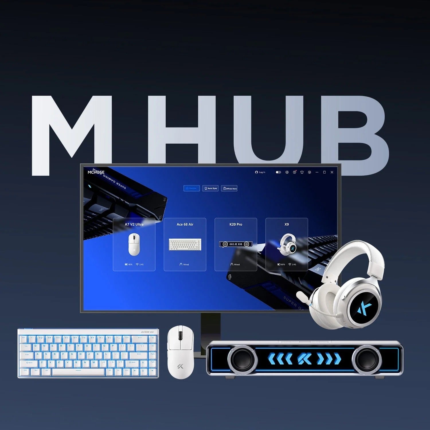 MCHOSE K20 Pro Wireless Gaming RGB Desktop Soundbar with Microphone