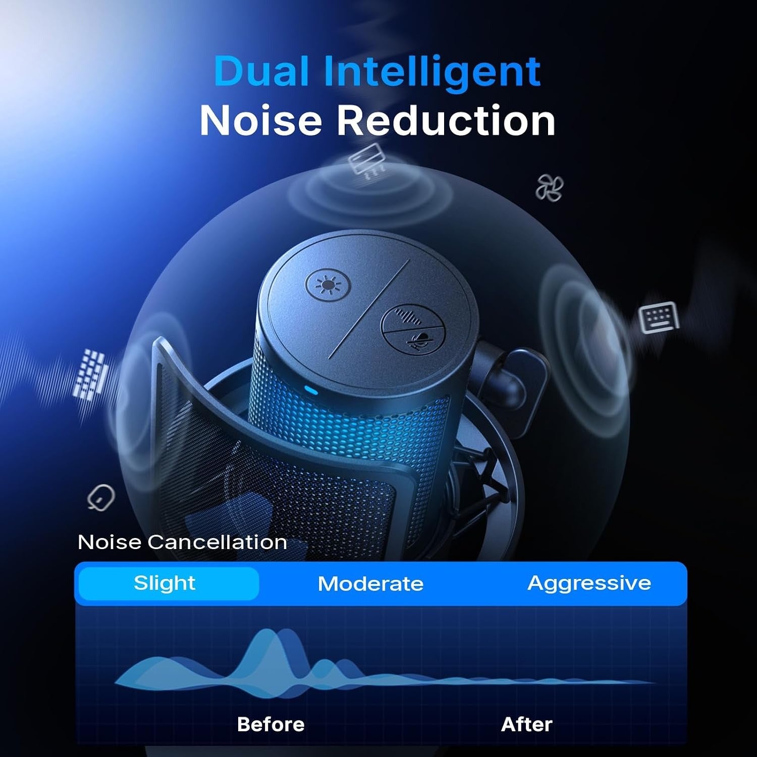MAONO DGM20WS Wireless RGB Gaming Microphone with Book Arm