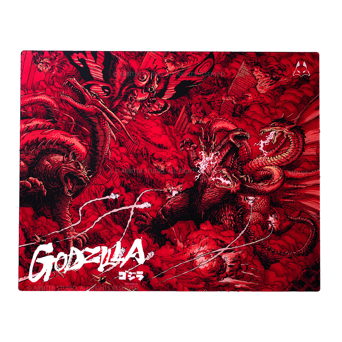 ARBITER STUDIO TENKO GODZILLA 2.0 Lunar Speed 500x400mm Glass Mousepad - KAIJU WAR