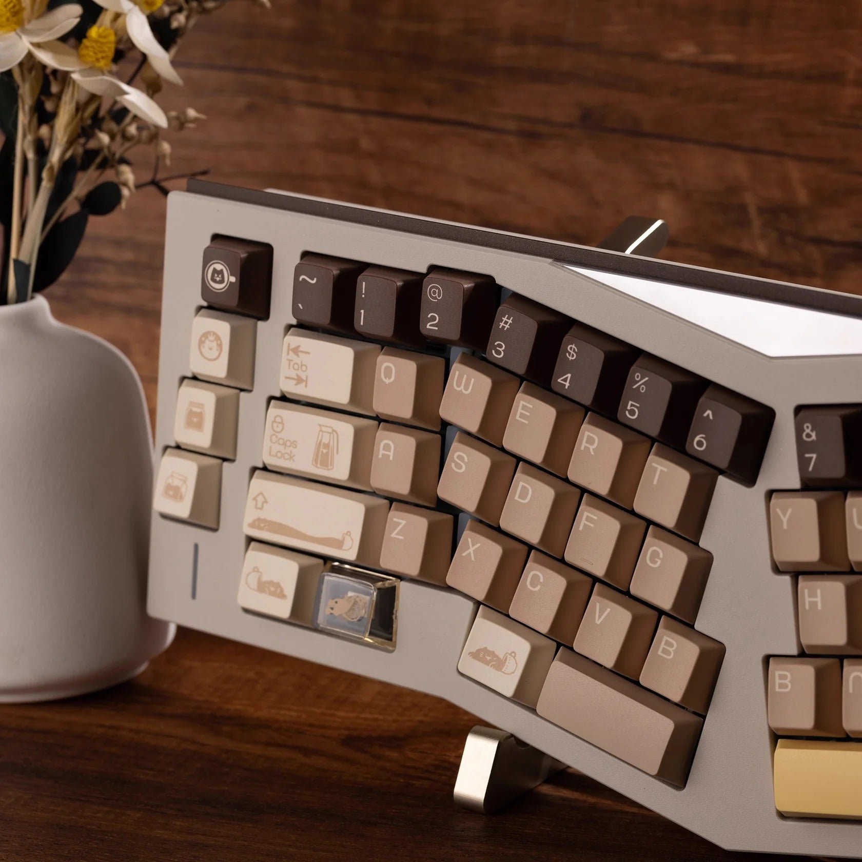 Keybyelab Cherry profile Meow cafe Dye-sub PBT keycaps with Transparent Keycaps