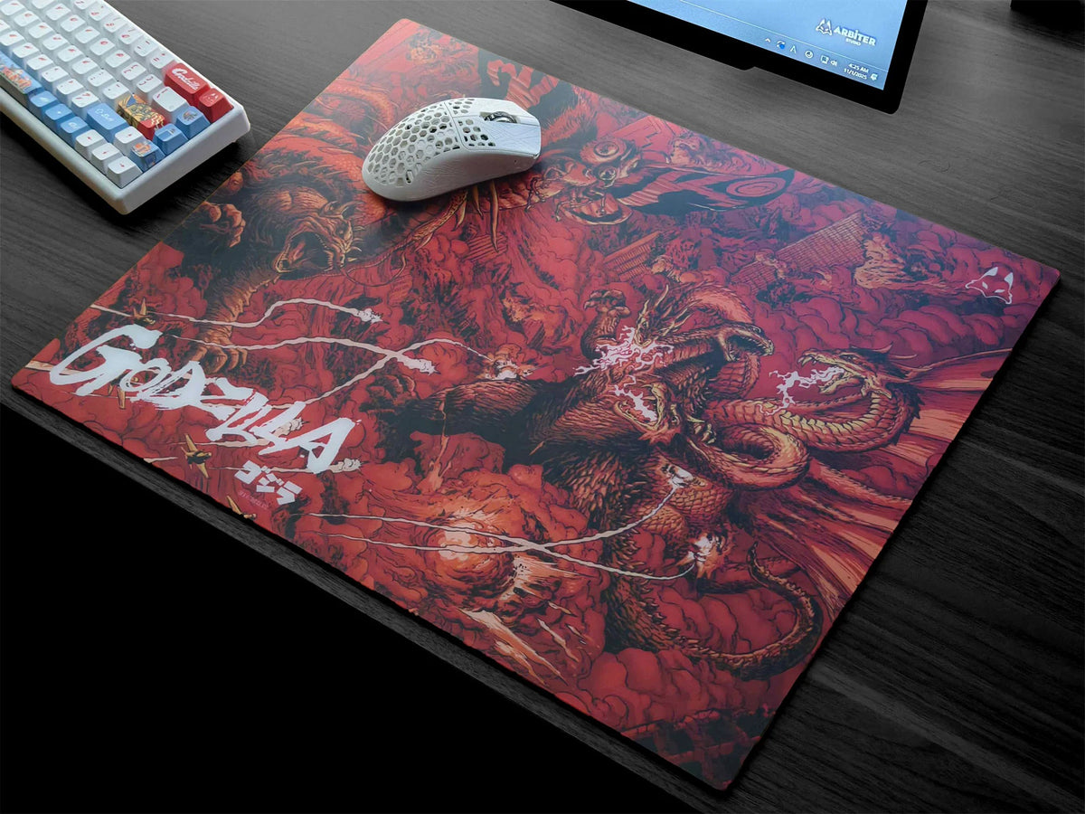 ARBITER STUDIO TENKO GODZILLA 2.0 Lunar Speed 500x400mm Glass Mousepad - KAIJU WAR