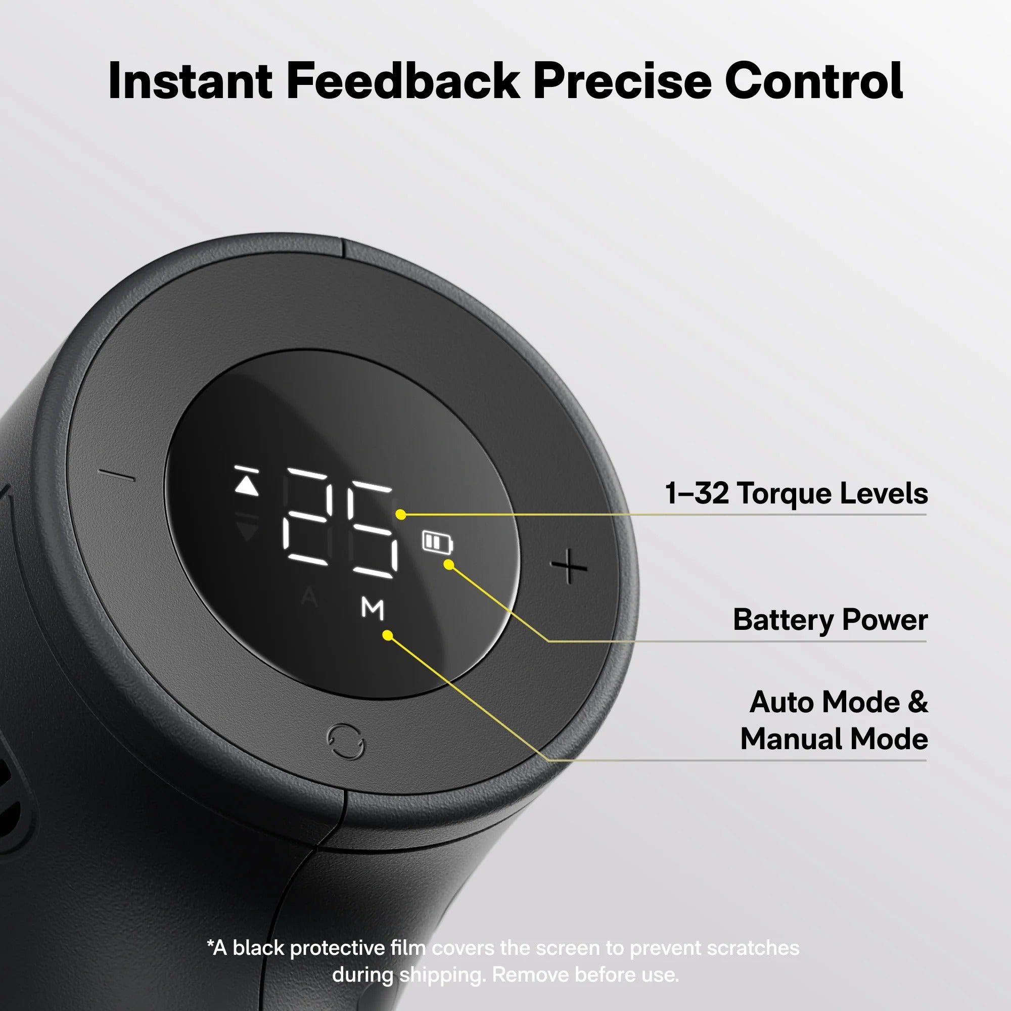 HOTO 16V Brushless Drill LED Display Screen, 32 Precision Gears