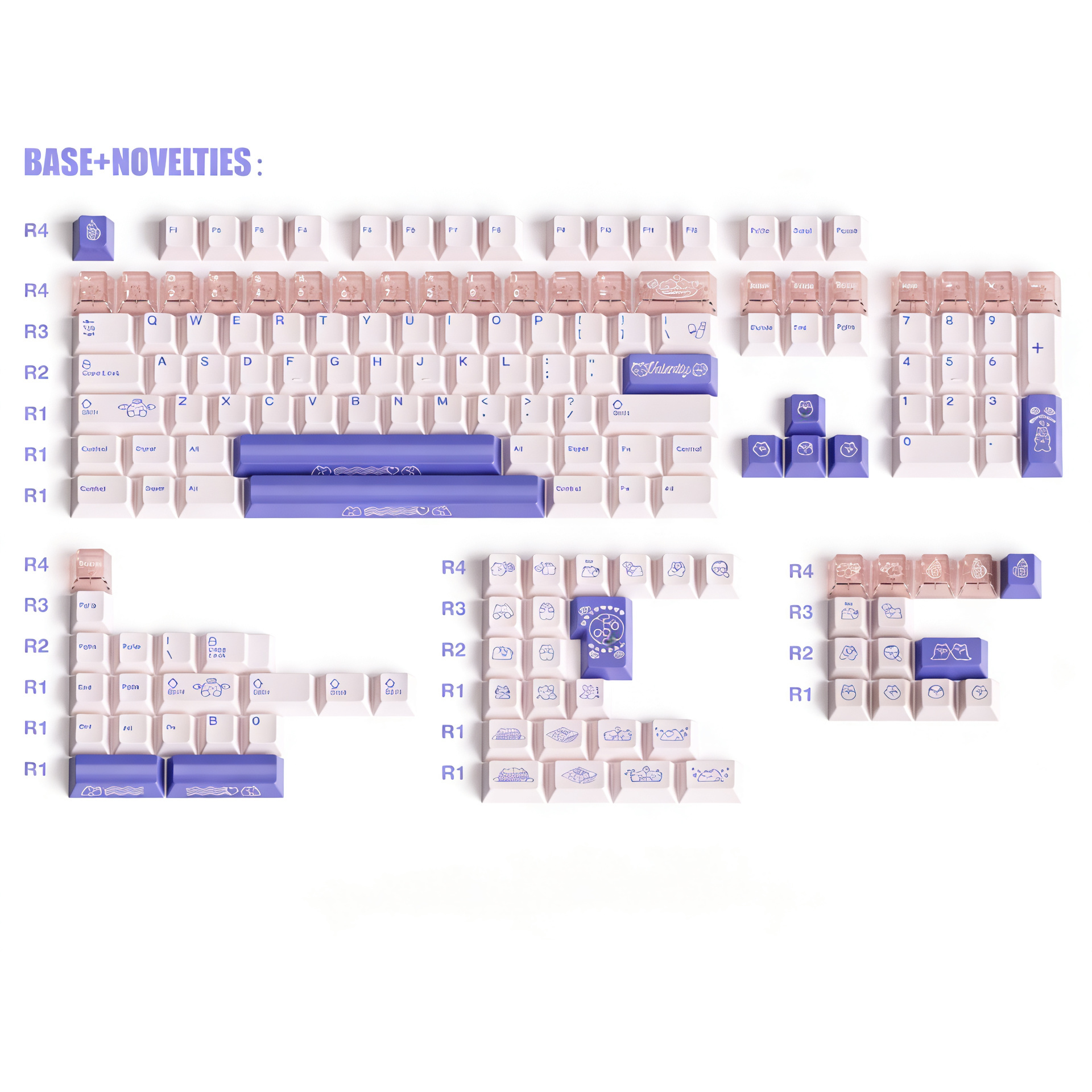 KeyByeLab Valentty Pink Cherry Profile PBT+PC Keycap Set with Transparent Keycap