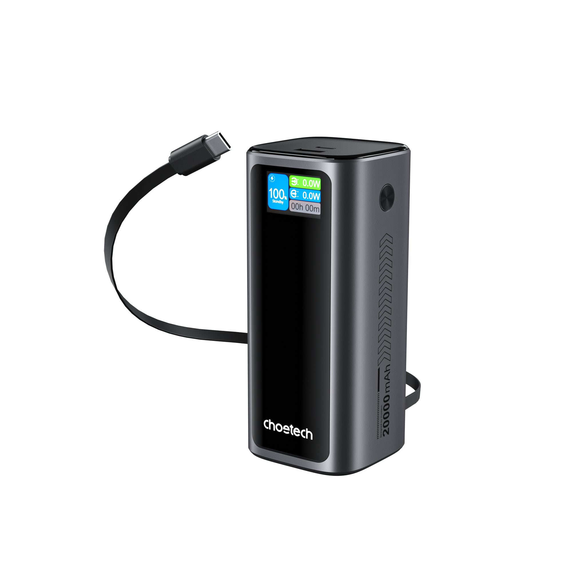 Choetech PowerLeap 20000mAh 130W Built-in USB-C Cable TFT Display Fast Charging Power Bank