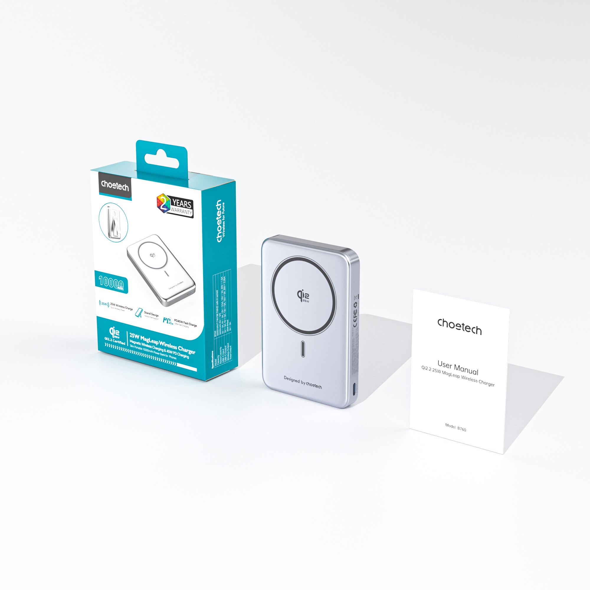 Choetech MagLeap 10000mAh Qi2.2 Certified 25W Magnetic Wireless Charger PD45W Power Bank