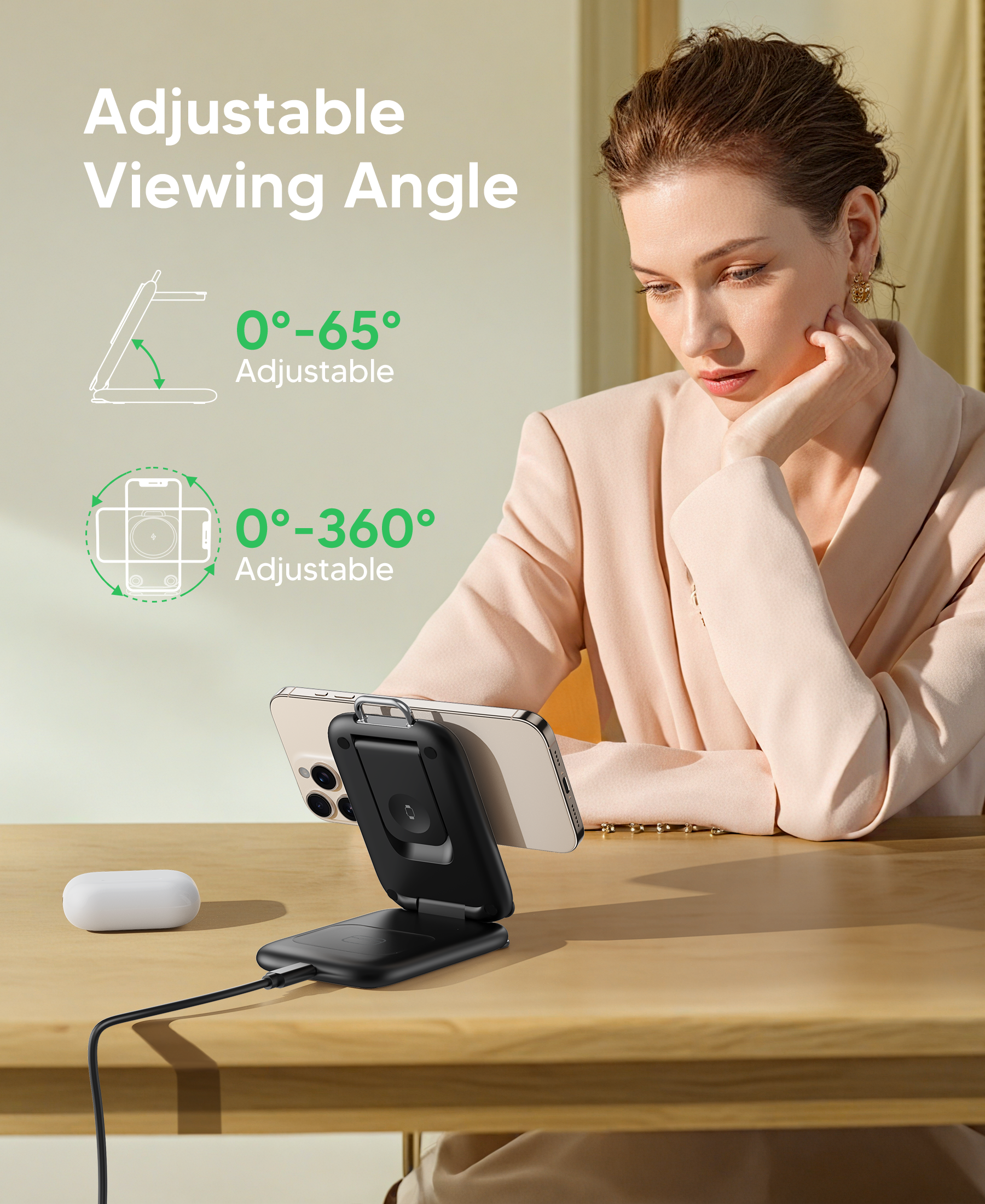 Choetech MagLeap 15W Qi2 Compatible Travel 3-in-1 Foldable Magnetic Wireless Charger