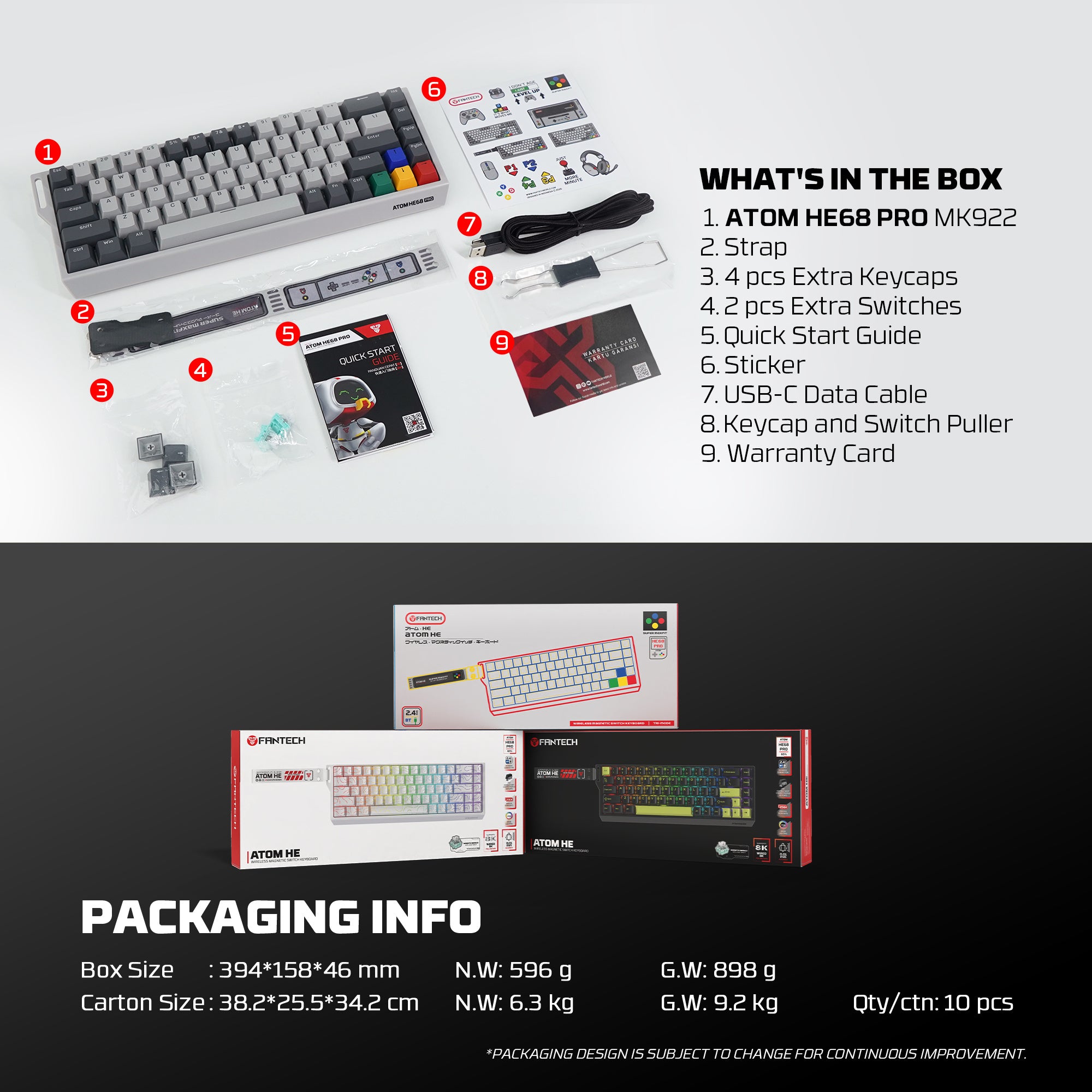 Fantech ATOM HE68 PRO 8K Wireless Magnetic Gaming Keyboard (SUPER MAXFIT)