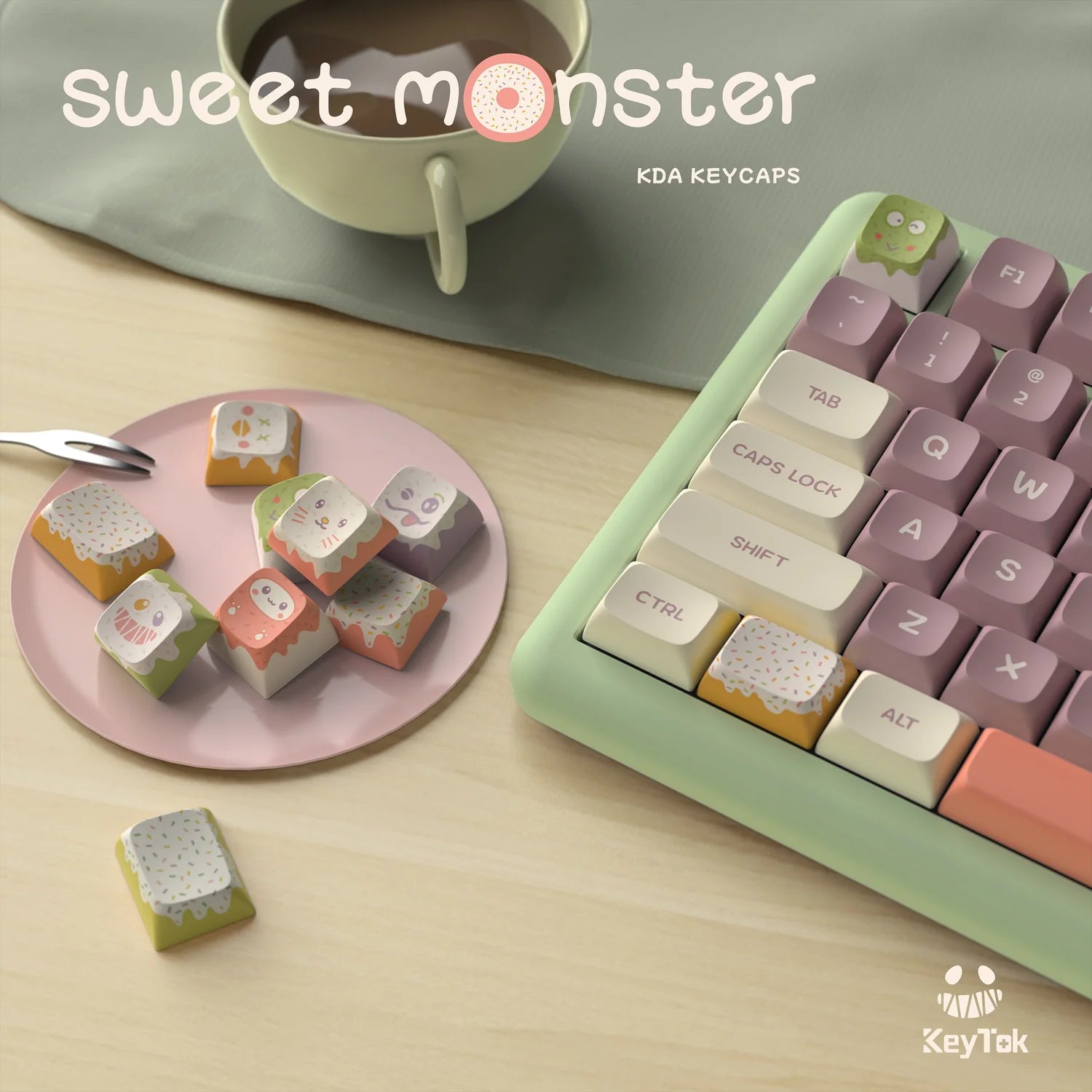 Keytok KDA Sweet Monster Dye-Sub PBT Keycaps 162pcs / Set