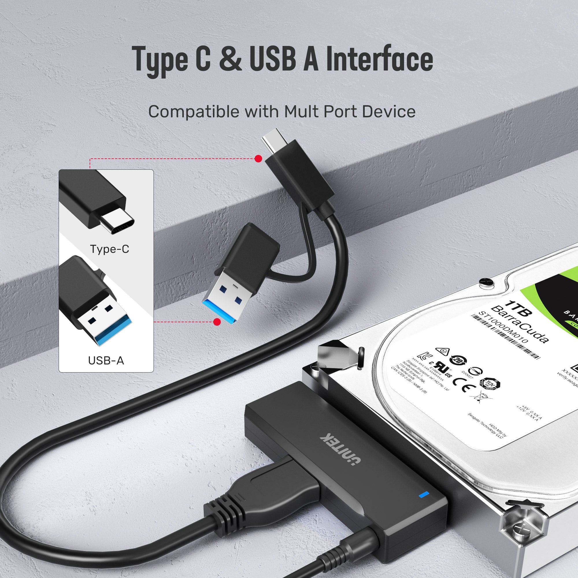 Unitek USB 3.0 to SATA Adapter Support UASP Hard Drive Adapter Cable Converter