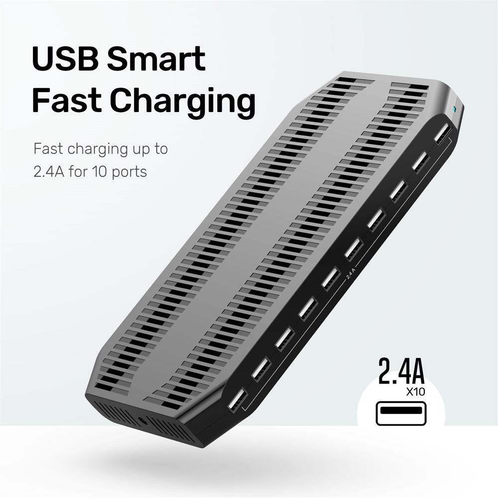 Unitek 60W 10-Port Multi USB Charger Station with SmartIC Tech