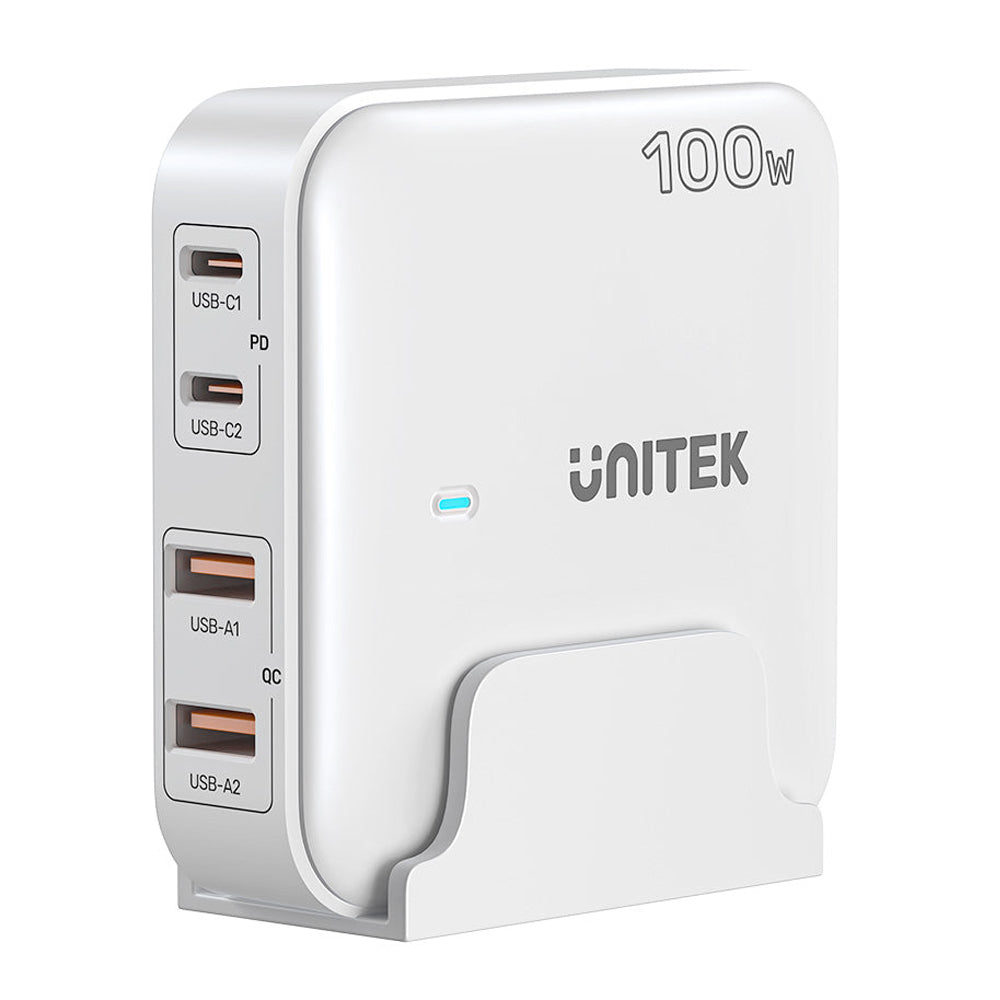 Unitek 100W Desktop GaN Charging Station, Supports USB-C*2 PD3.0 (100W) + USB-A*2 QC3.0 (22.5W), 1.5M AC Power Cord