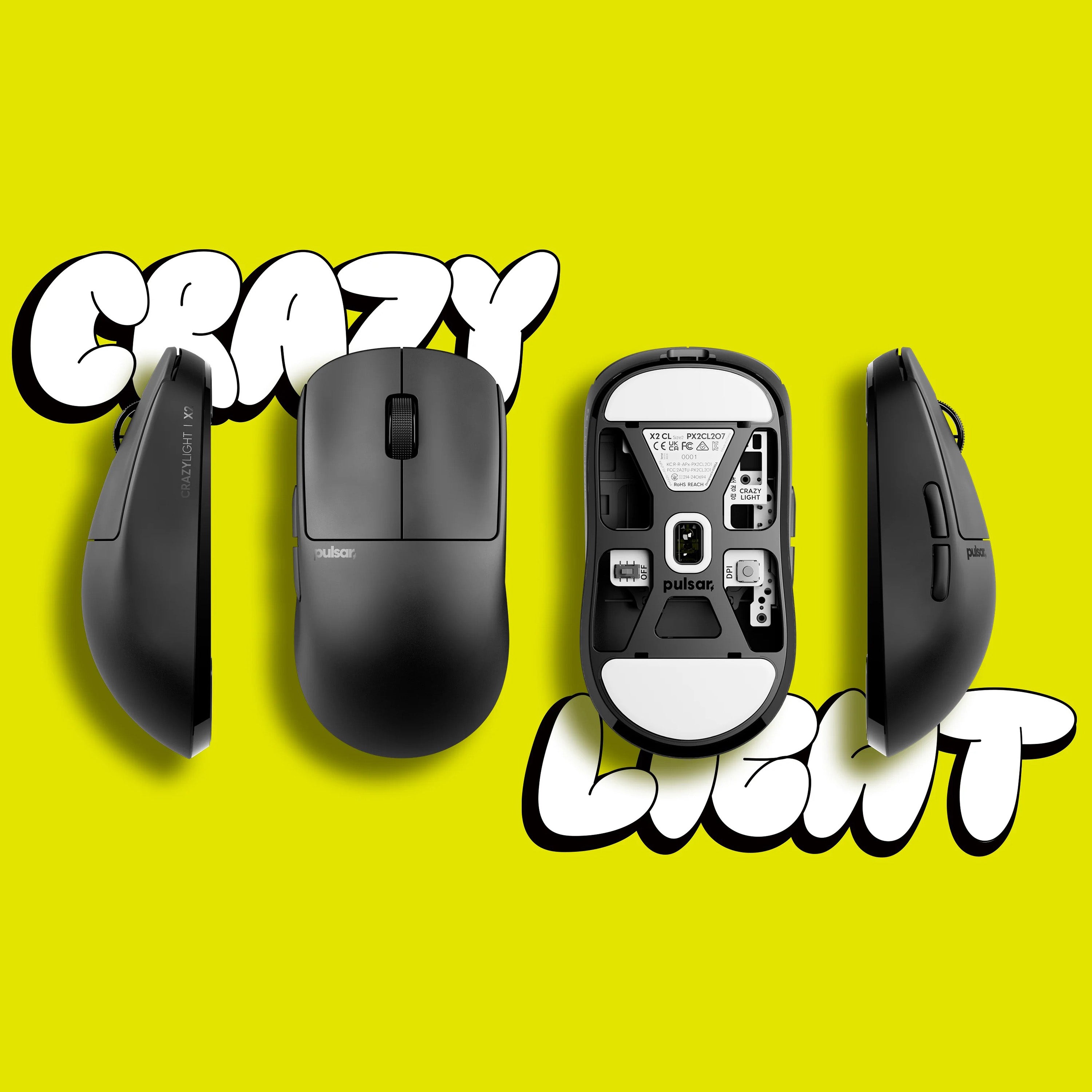 Pulsar X2 CrazyLight Medium 8K 35g Ultra-Lightweight Wireless Gaming Mouse