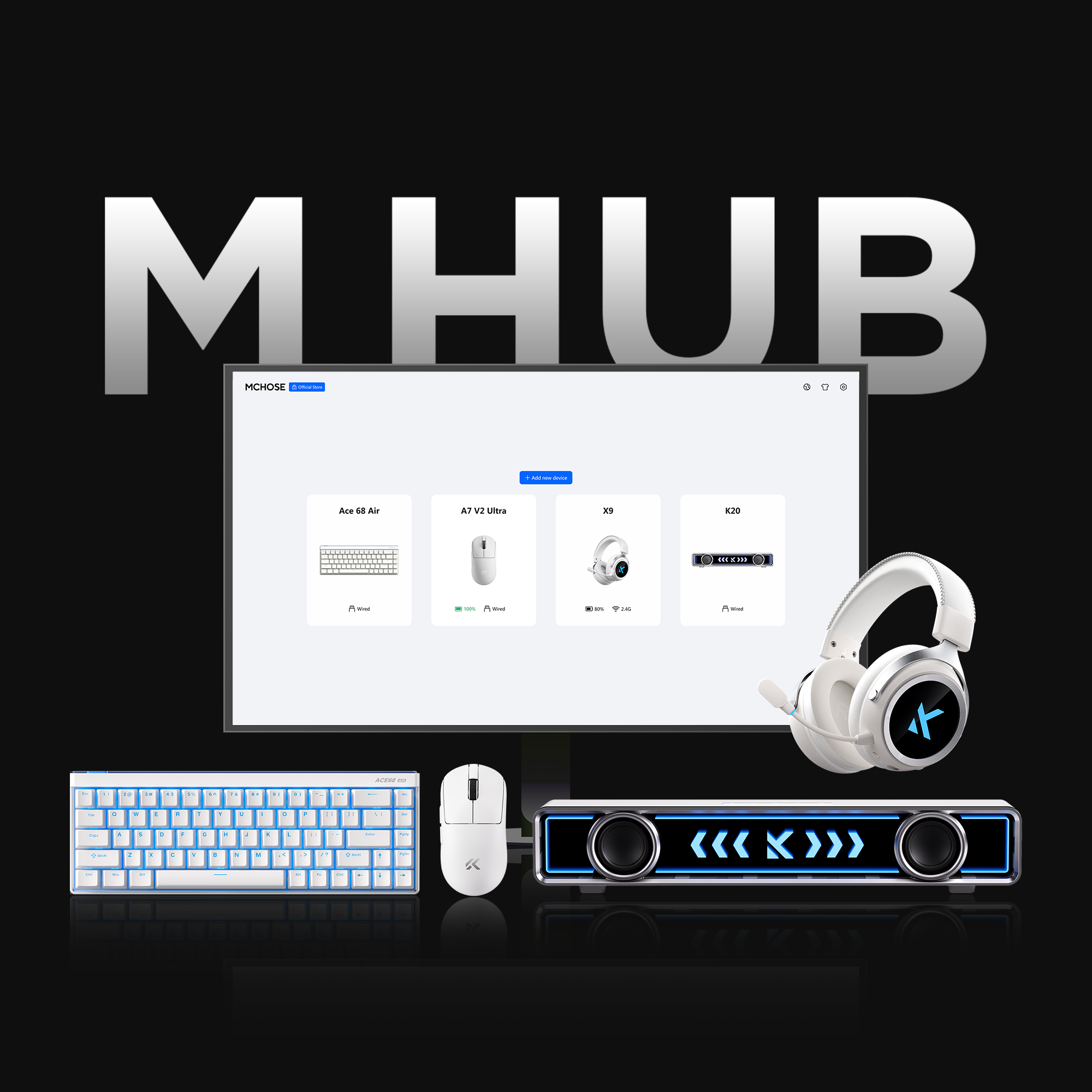 MCHOSE A7 V2 Ultra+ Lightweight 8K Wireless Gaming Mouse with Magnetic Charging Dock