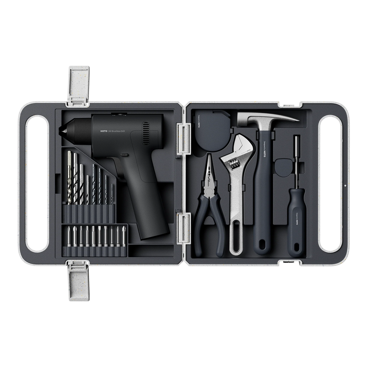 HOTO 25PCS Household Tool Kit with 16V Brushless Power Drill