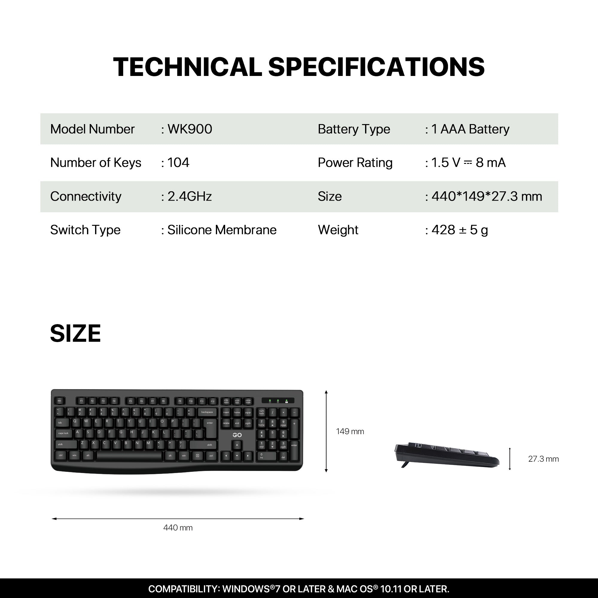 Fantech WK900 Office Silent Wireless Keyboard and Mouse Combo