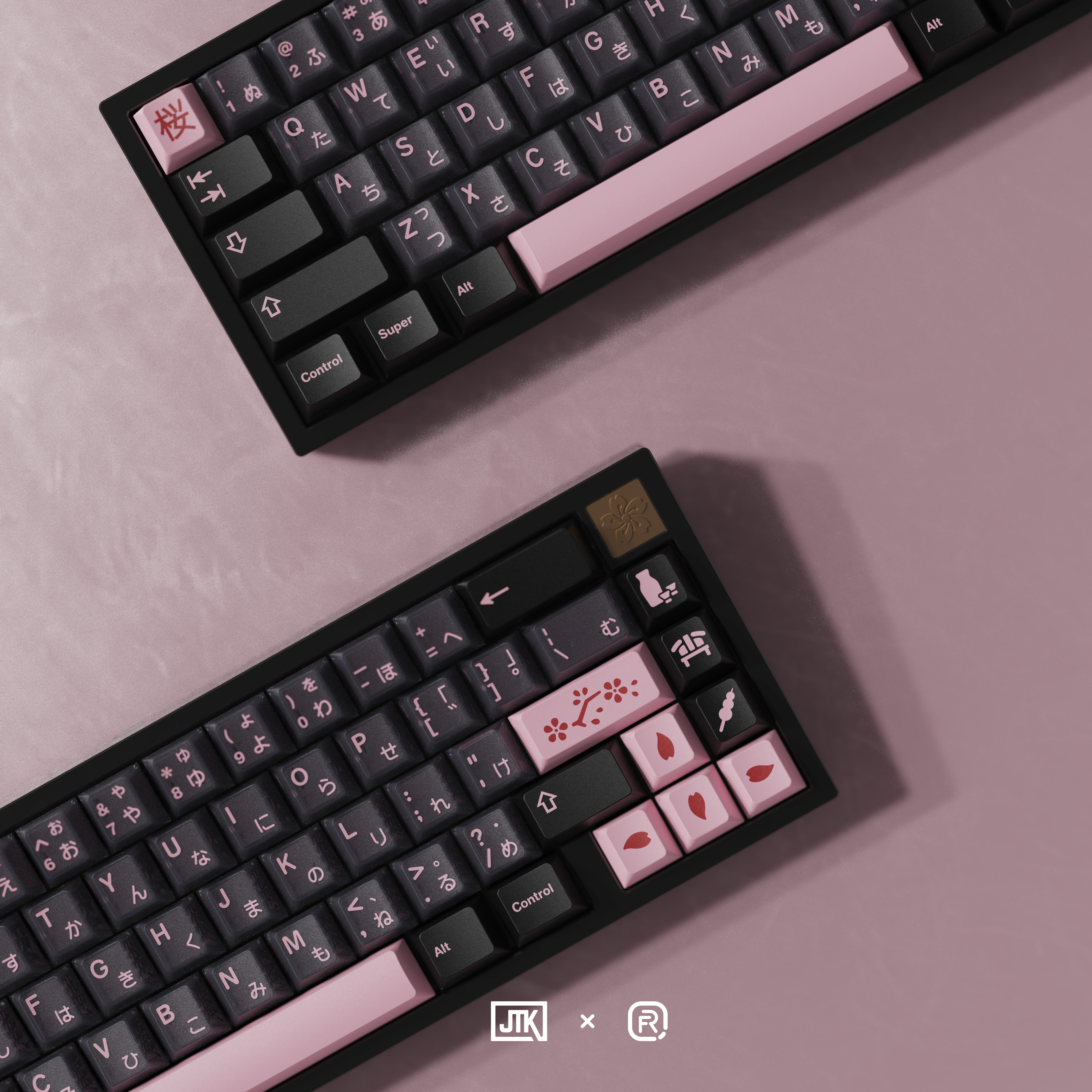 JTK NightSakura Cherry Profile Doubleshot+Tripleshot PBT&ABS Keycap Set