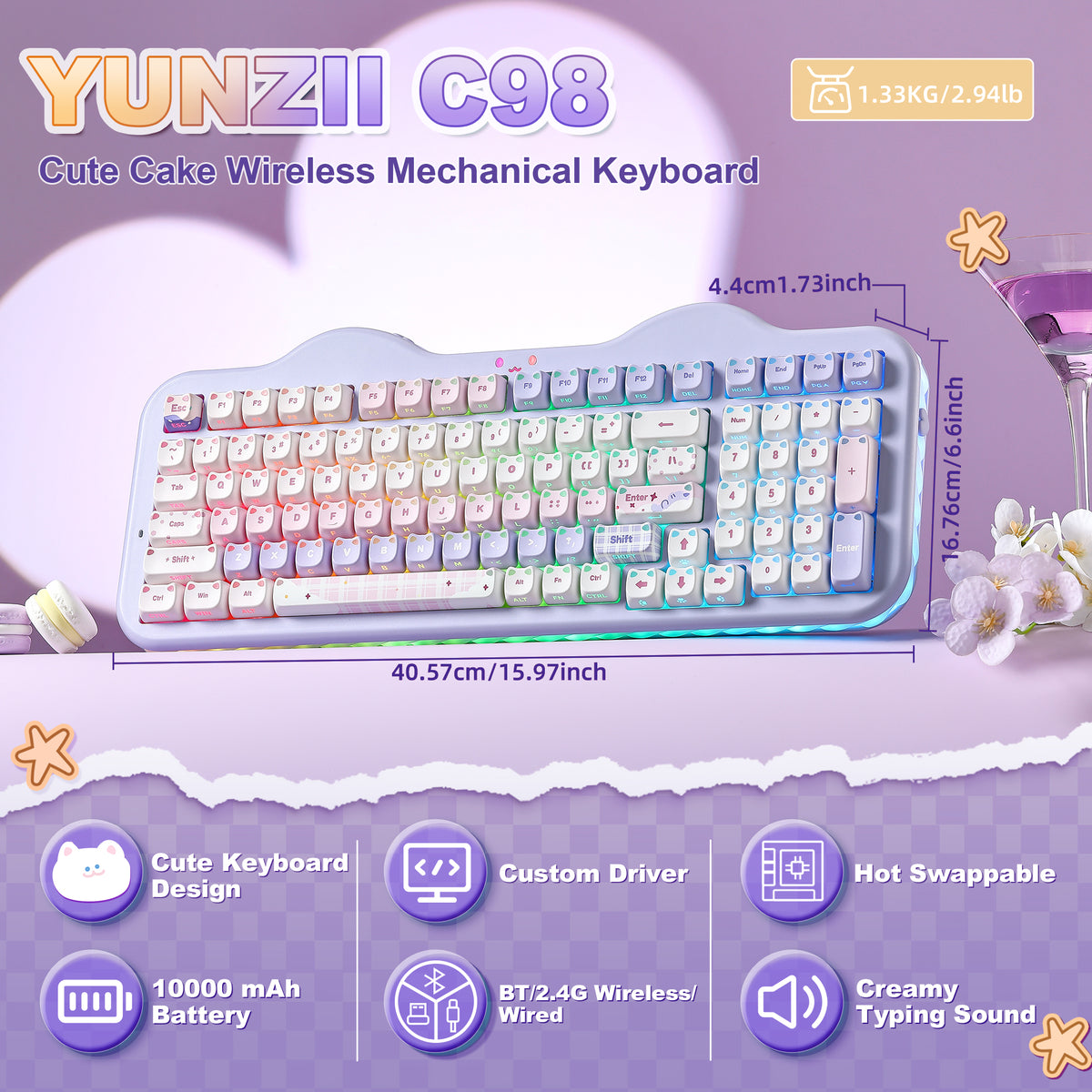 YUNZII C98 MAO Cake Wireless Mechanical Keyboard