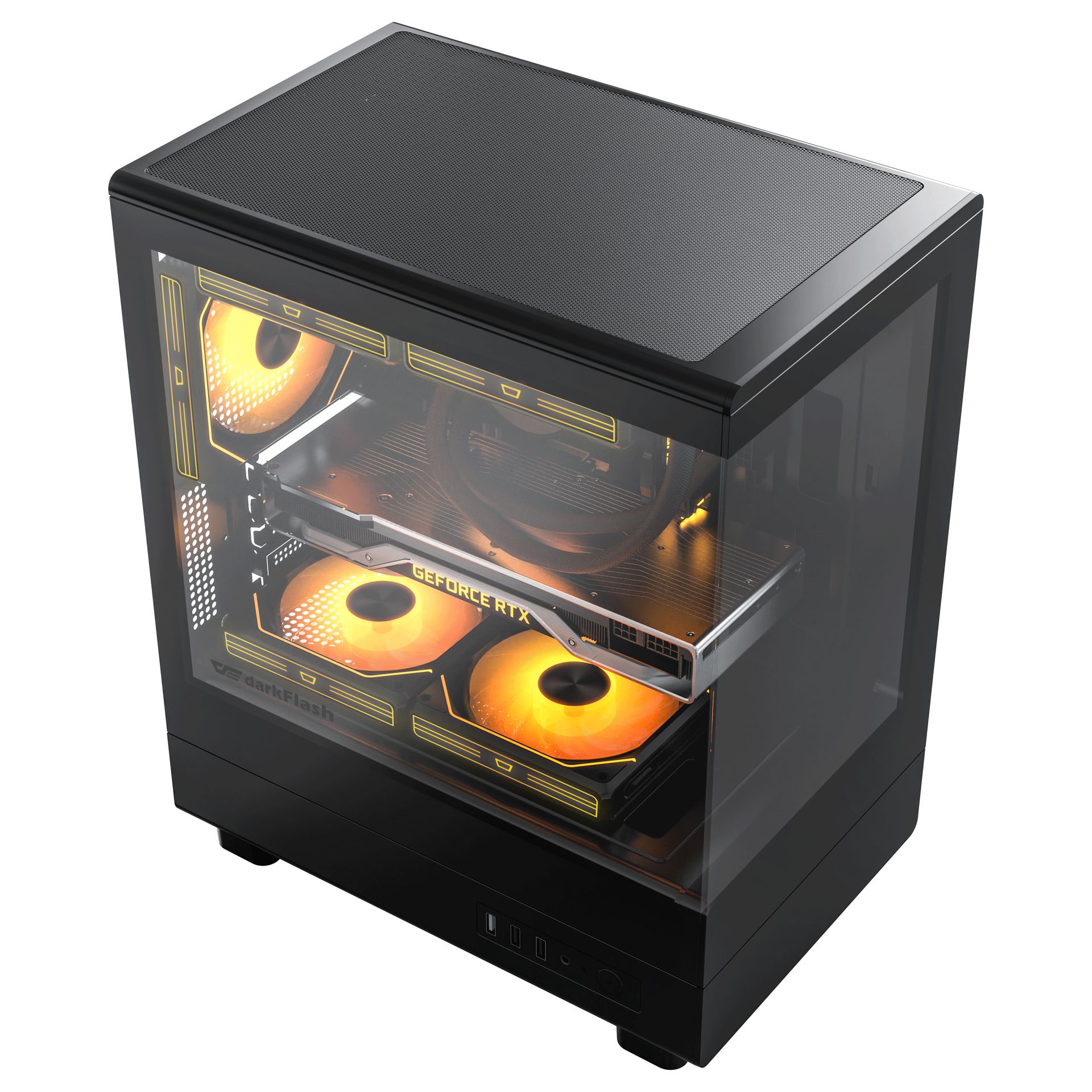 DarkFlash DB330M PC Case M-ATX Computer Case Transparent Glass Panel without Fan