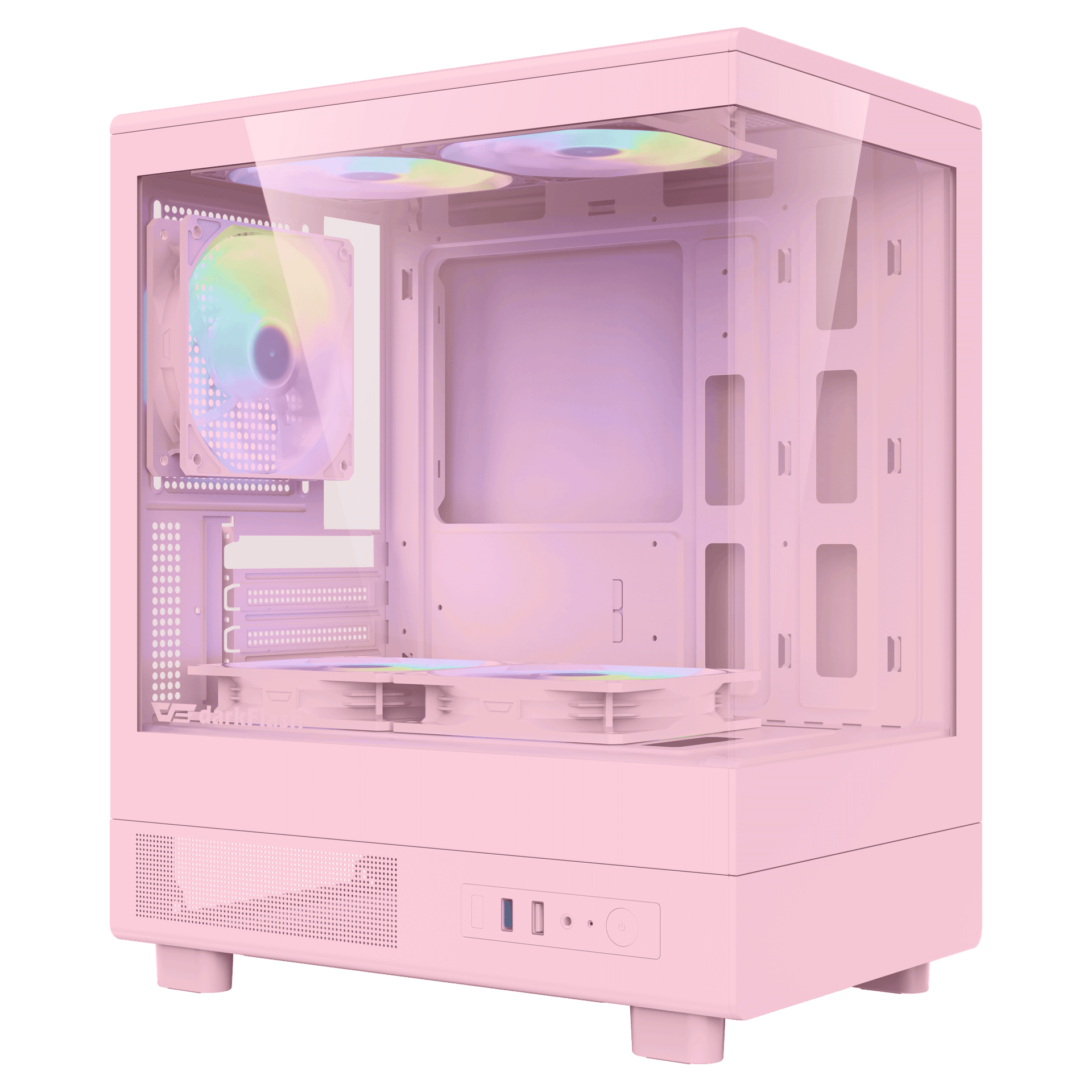 DarkFlash Gaming PC Case MOTI MINI ATX with 5 Fans (Pink)