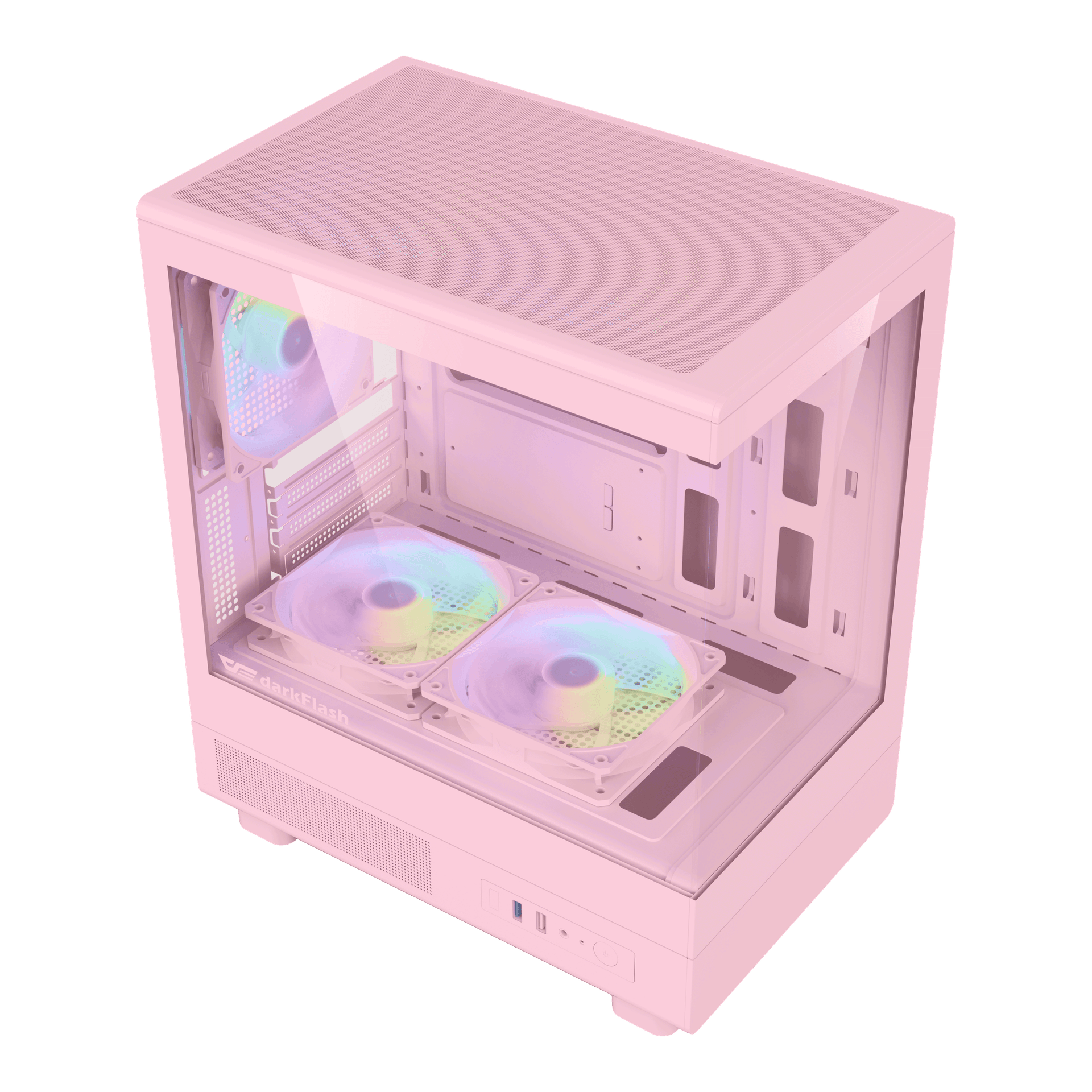 DarkFlash Gaming PC Case MOTI MINI ATX with 5 Fans (Pink)