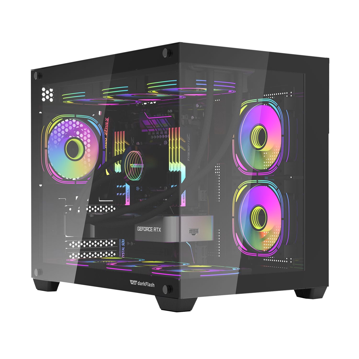 DarkFlash C285MP M-ATX PC CASE Tempered Glass Side Panel without Fan