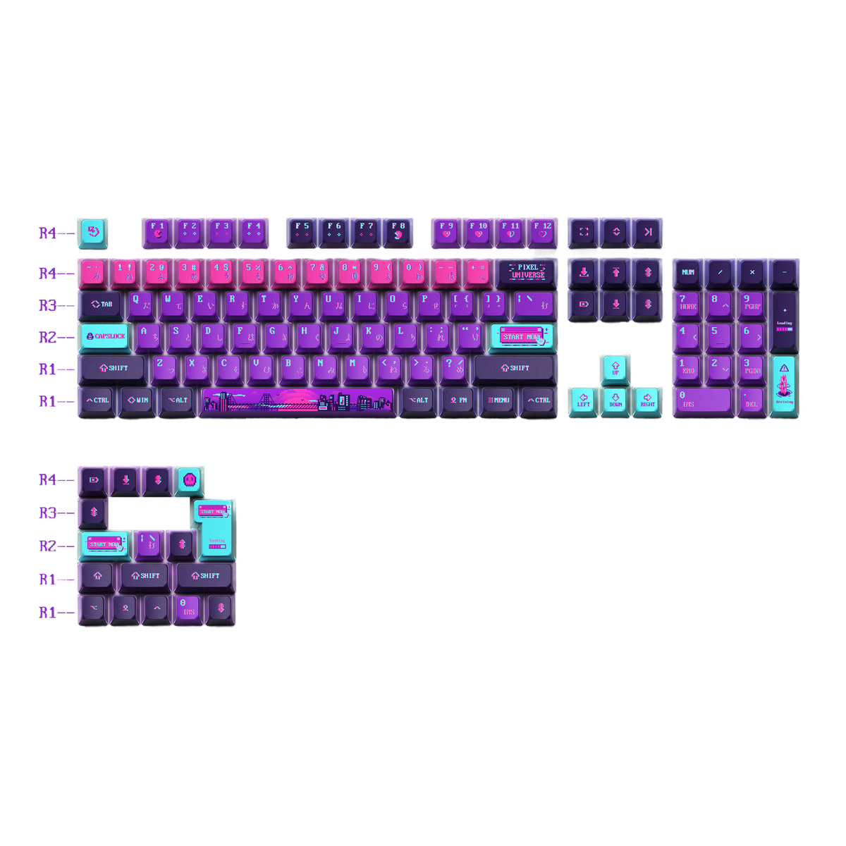 Keytok KOL Pixel PBT Keycaps - 121pcs | Custom Keyboards