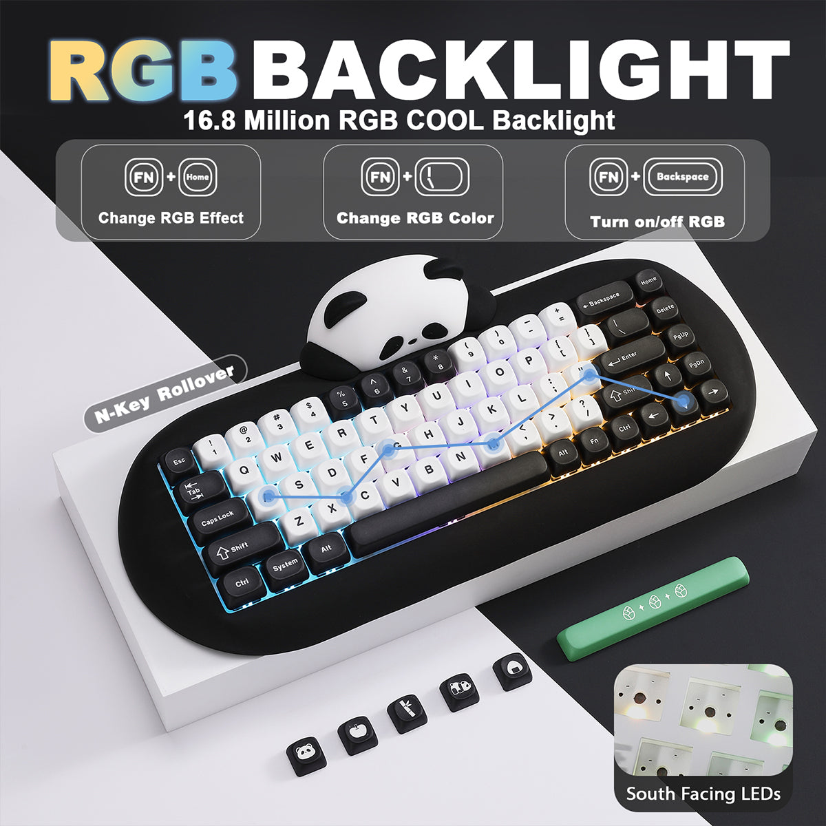 YUNZII C68 Panda Tri-Mode Hot-Swap Hi-Fi Wireless Mechanical Keyboard (Panda Switch)