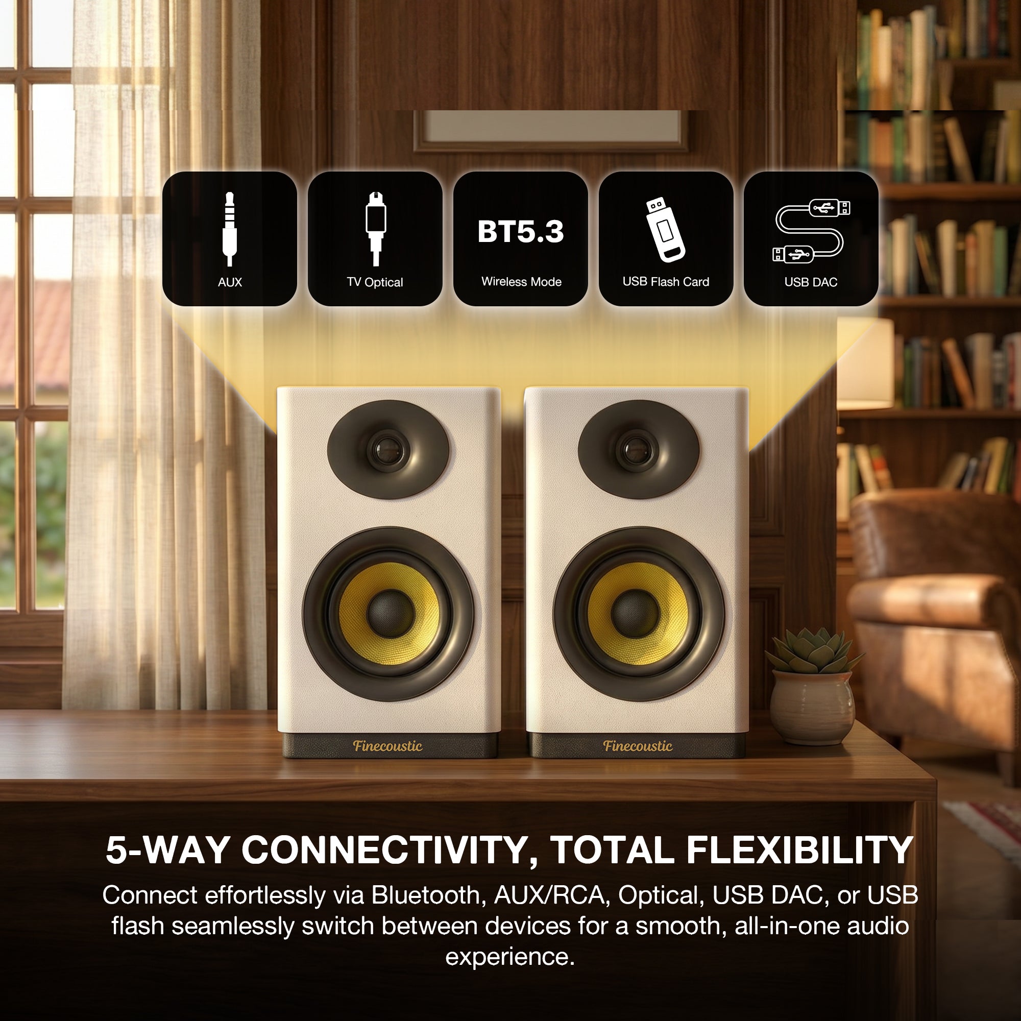 Fantech x Finecoustic HAKO STUDIO 301 80W HiFi Bookshelf Speaker