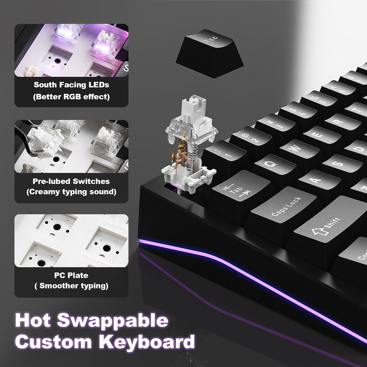 YUNZII AL65 QMK/VIA Hollow Pattern Aluminium Mechanical Keyboard