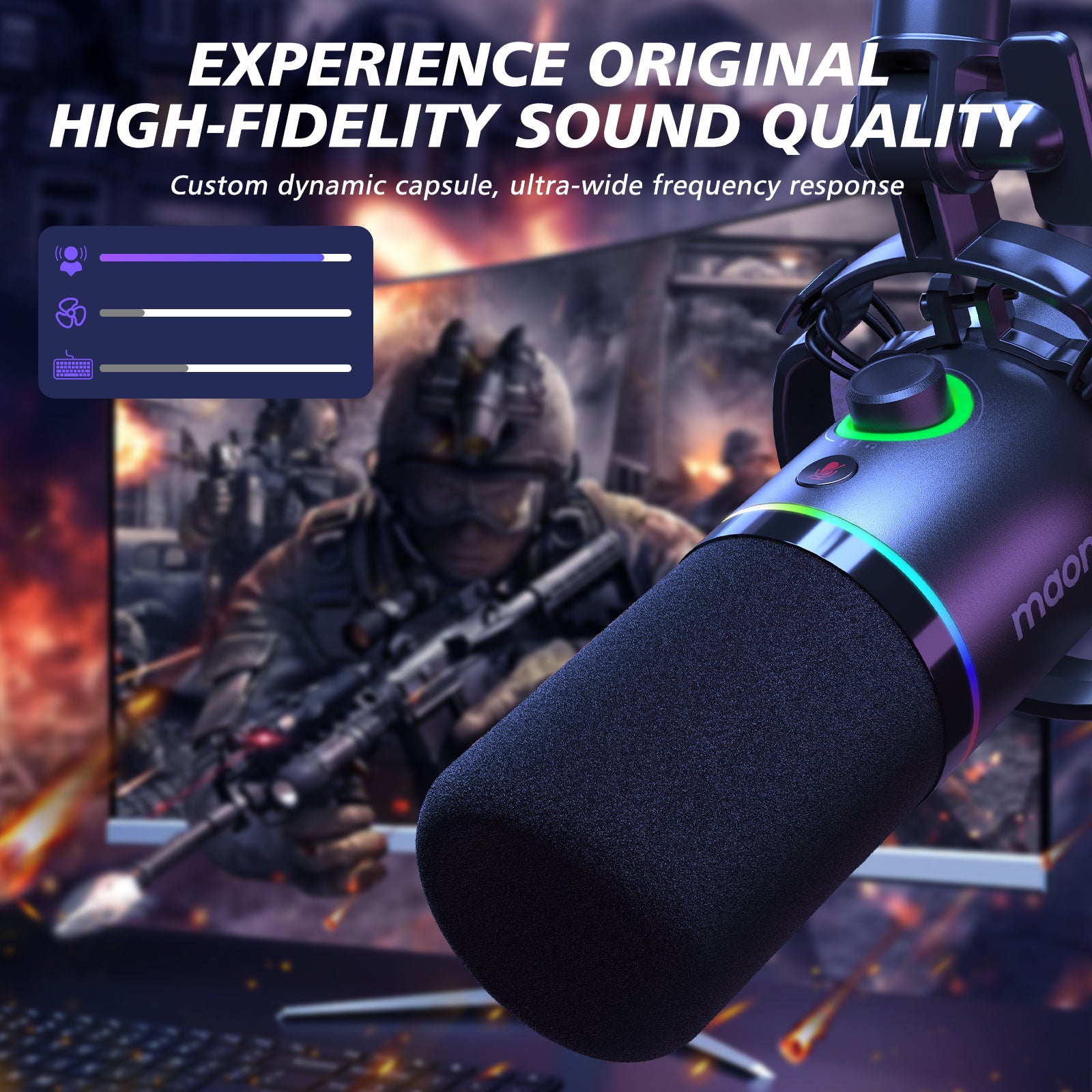 MAONO PD200XS USB/XLR Dynamic Microphone Set with Boom Arm (Black)