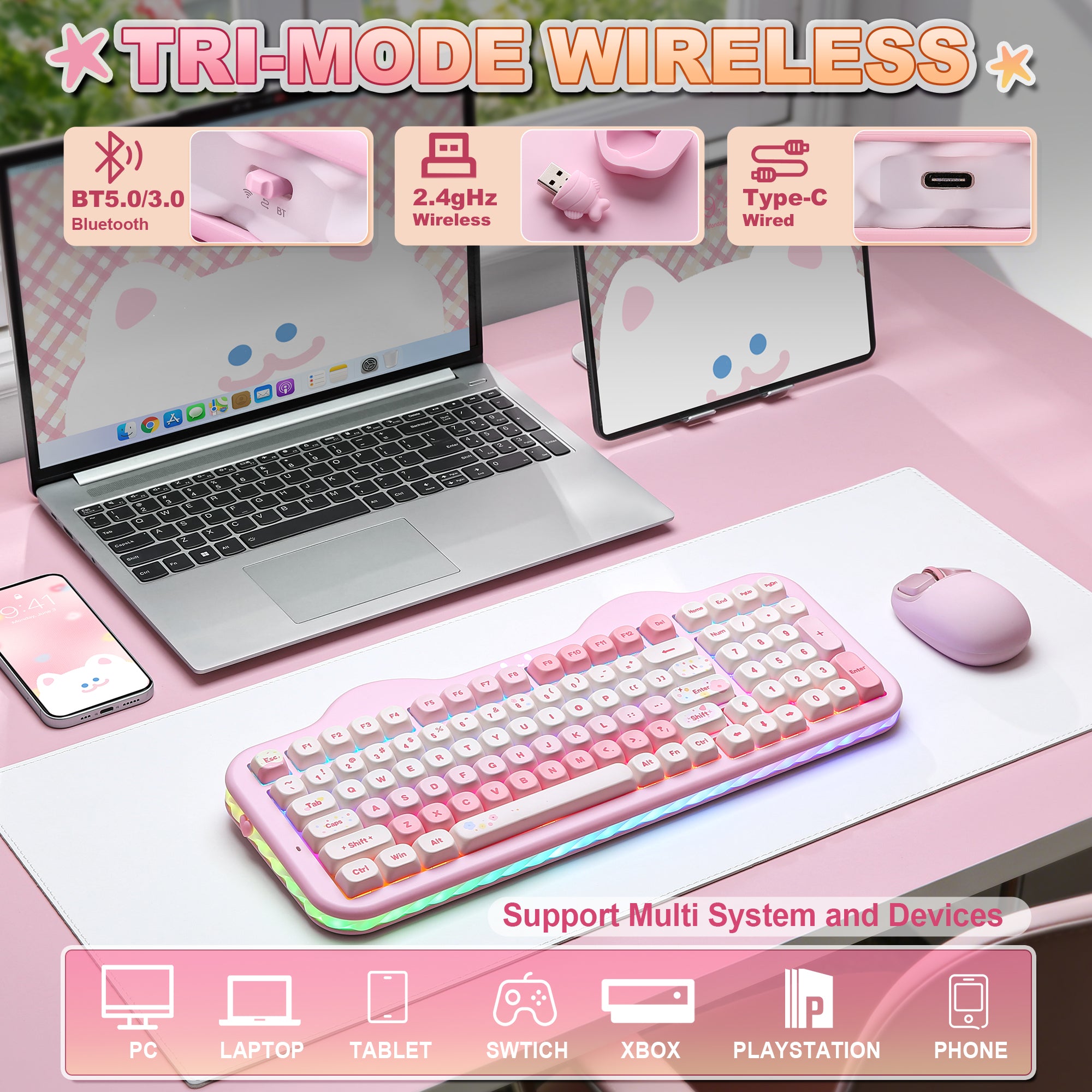 YUNZII C98 Cake Meow Hot-Swap Wireless Mechanical Keyboard