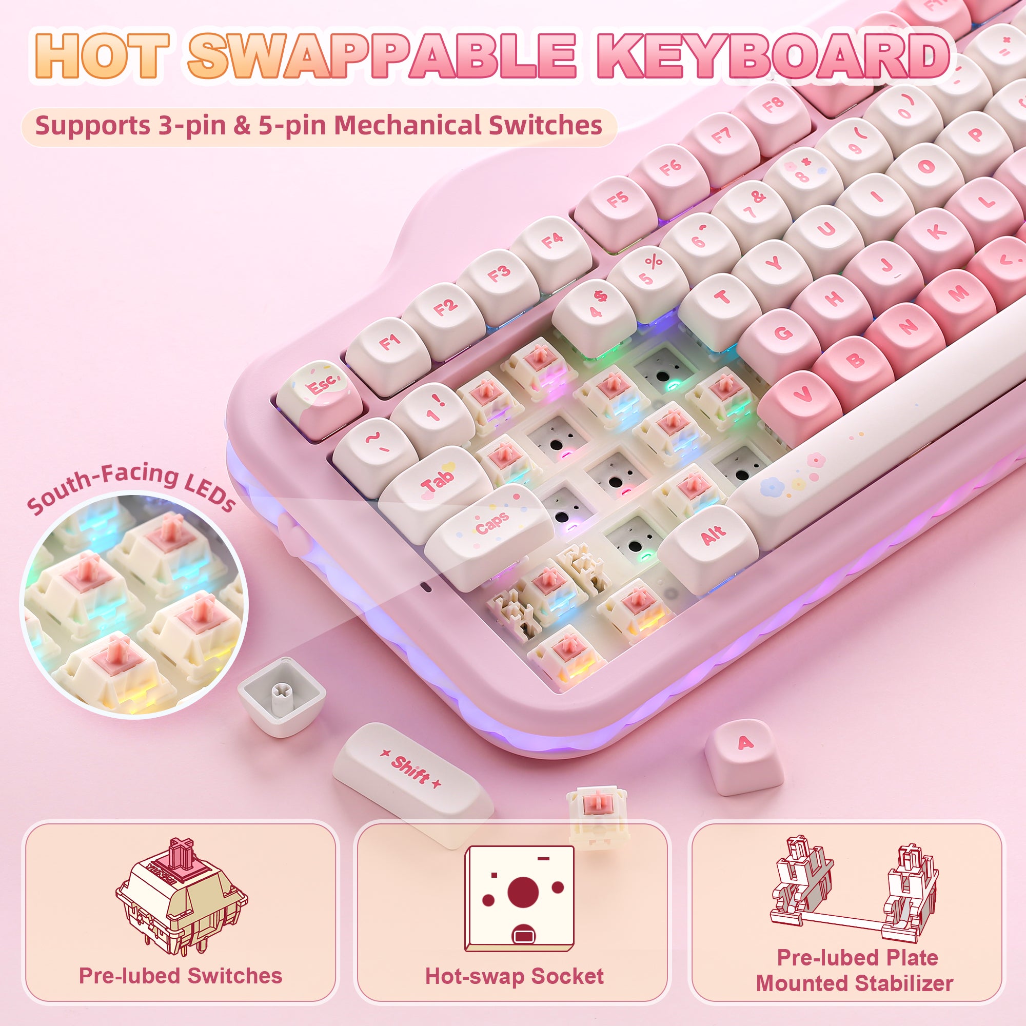 YUNZII C98 Cake Meow Hot-Swap Wireless Mechanical Keyboard