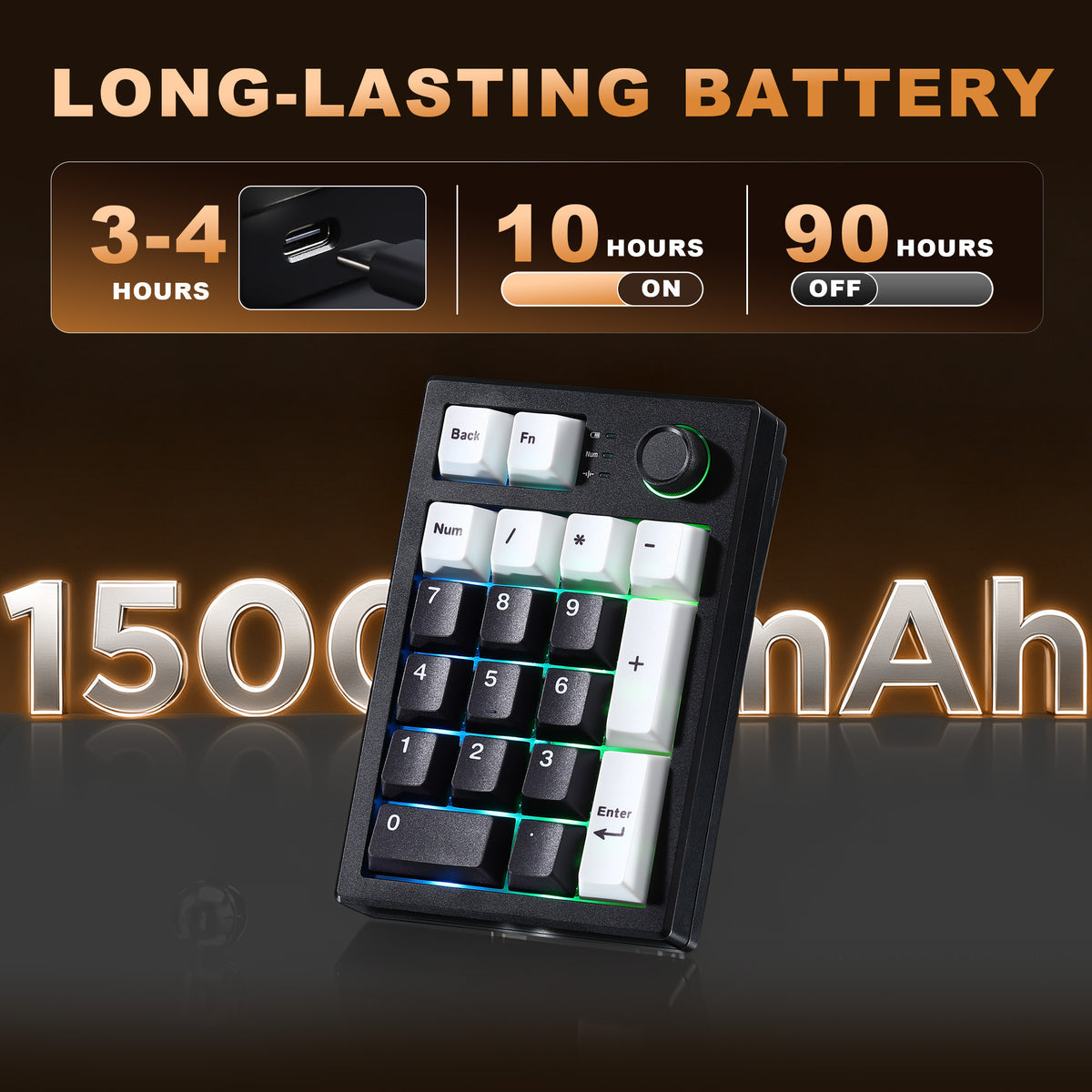 YUNZII AL21 Wireless Aluminum Mechanical Numpad Keyboard with Knob