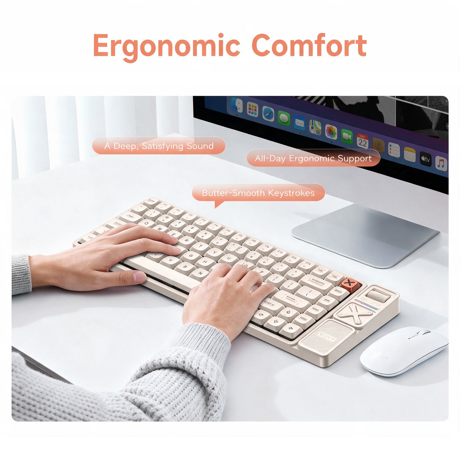 IQUNIX Magi75 Pro Low Profile Aluminum Wireless Mechanical Keyboard - Gold Red Switch