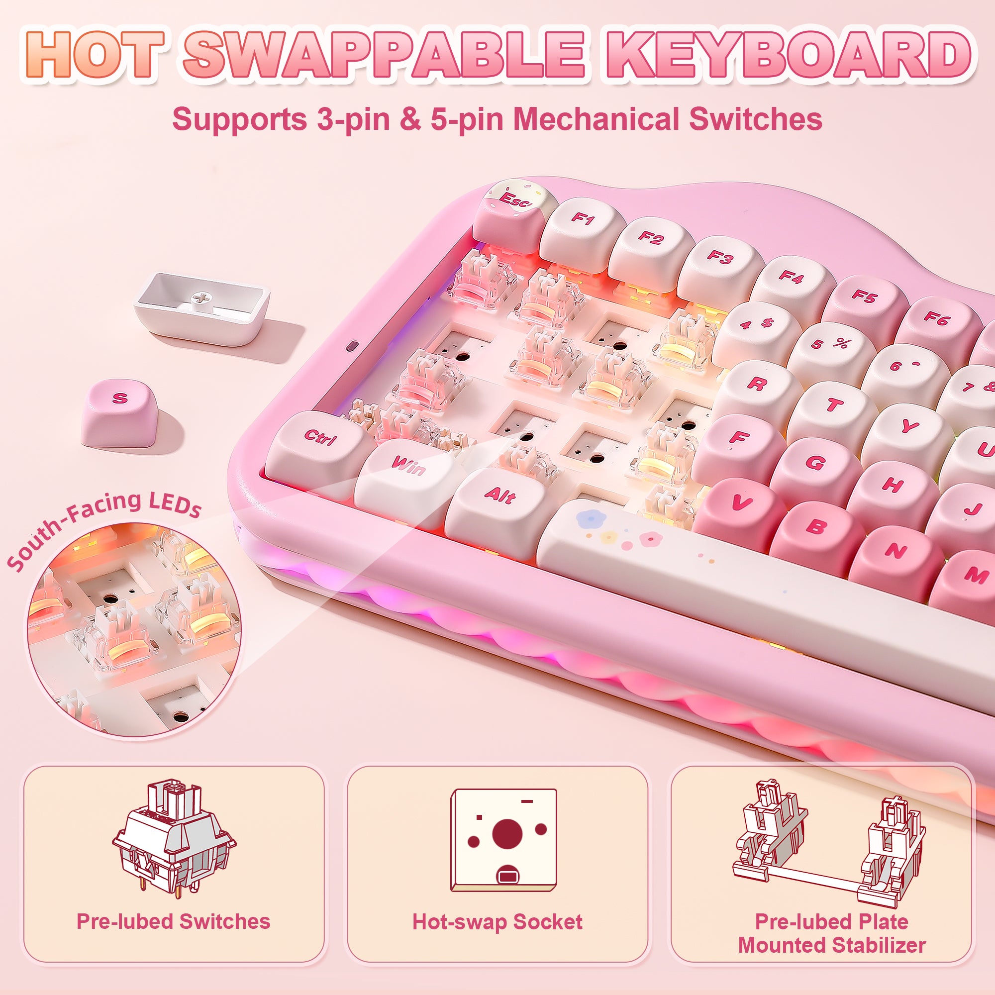 YUNZII C75 Cake Meow Hot-Swap Wireless Mechanical Keyboard