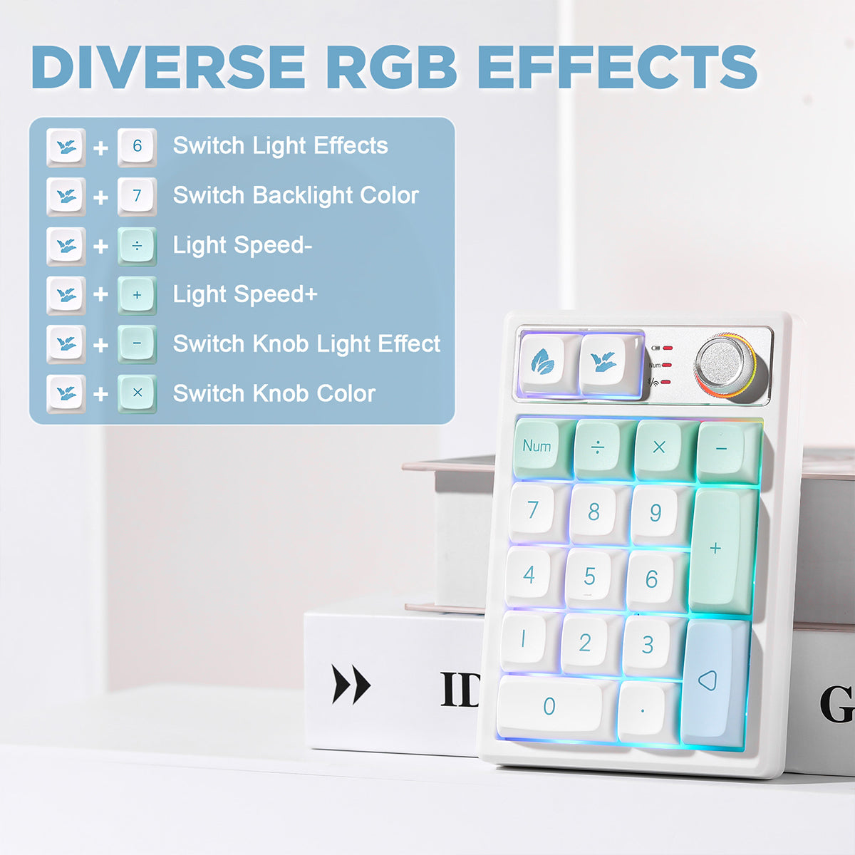 YUNZII YZ19 Gasket Wireless Mechanical Knob Numeric Keypad Num Pad(Gateron Brown Switch)