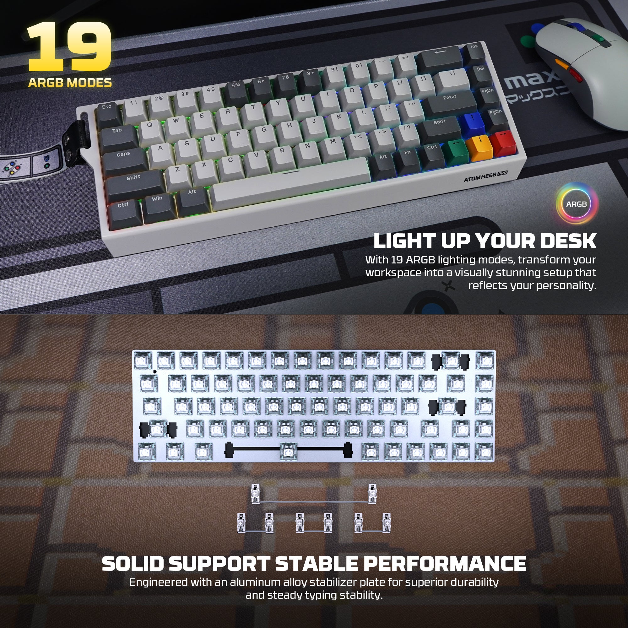 Fantech ATOM HE68 PRO 8K Wireless Magnetic Gaming Keyboard (SUPER MAXFIT)