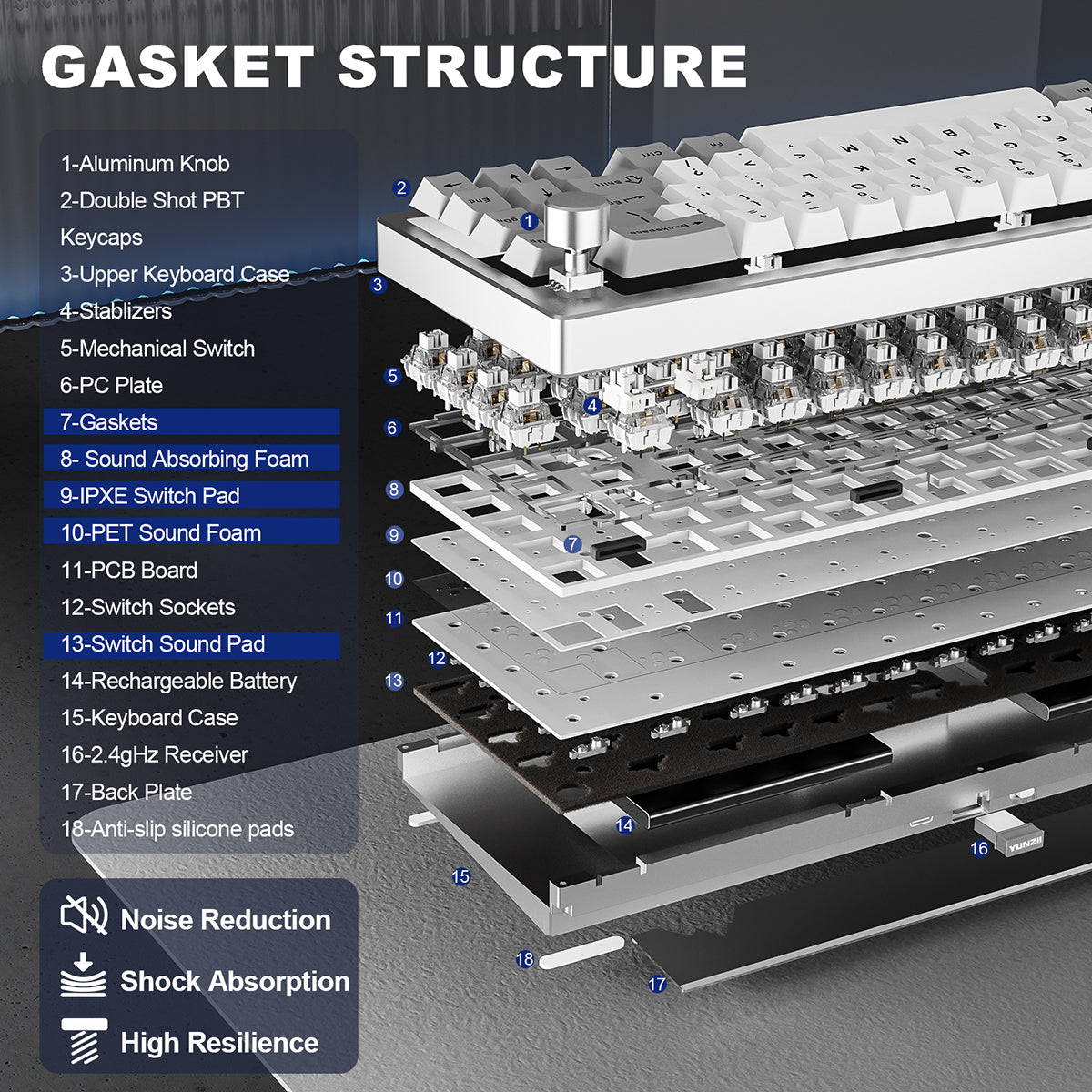 YUNZII AL68 QMK/VIA Tri-Mode Hot-Swap Aluminum Mechanical Keyboard