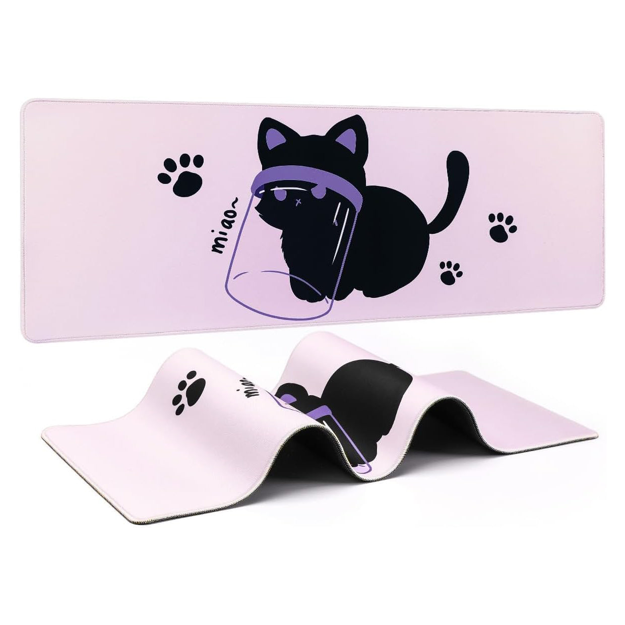 YUZNII Oversized Cartoon Kitten Desk Mat 800x300x3mm Mousepad