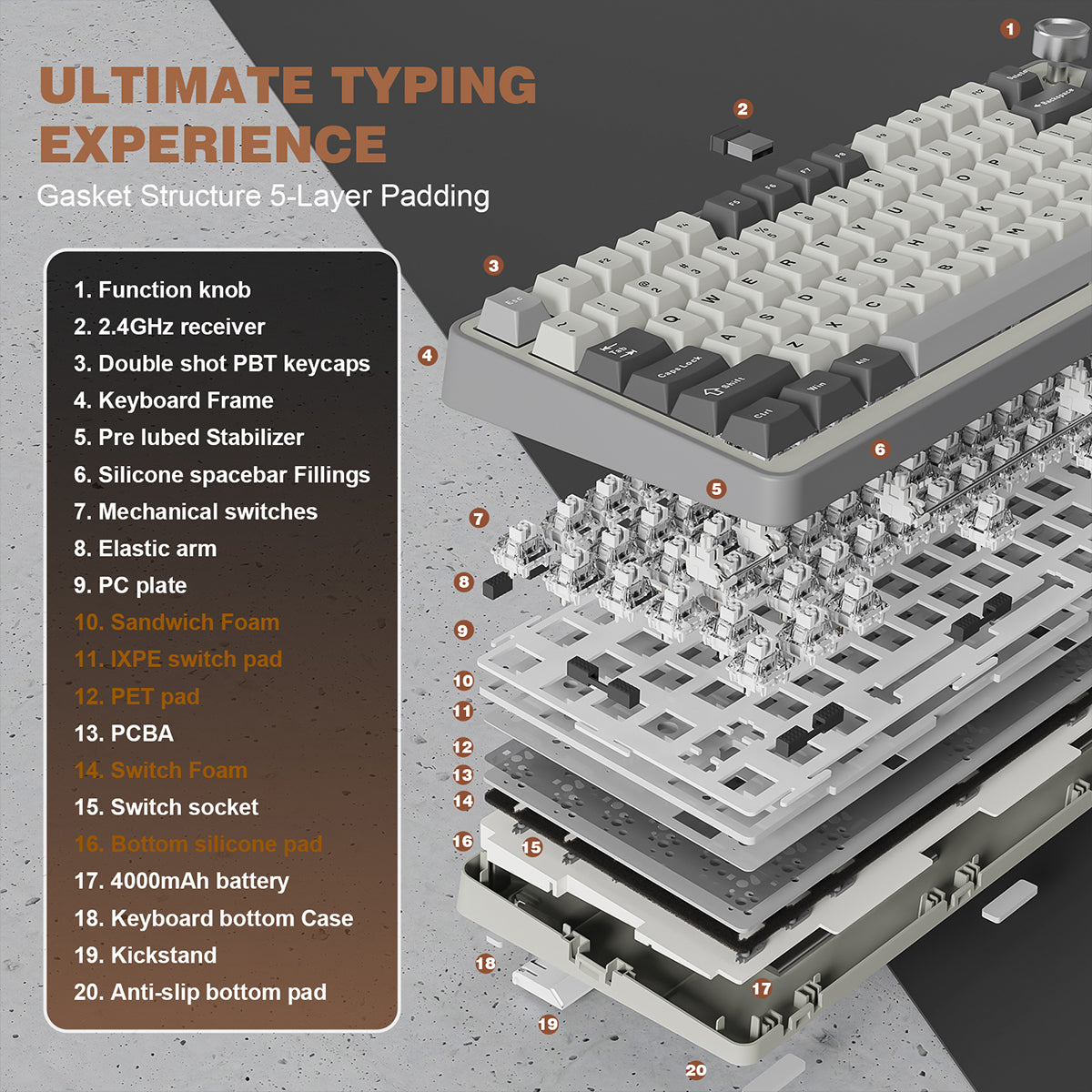 YUNZII B75 Pro Tri-Mode Hot-Swap Wireless Mechanical Keyboard