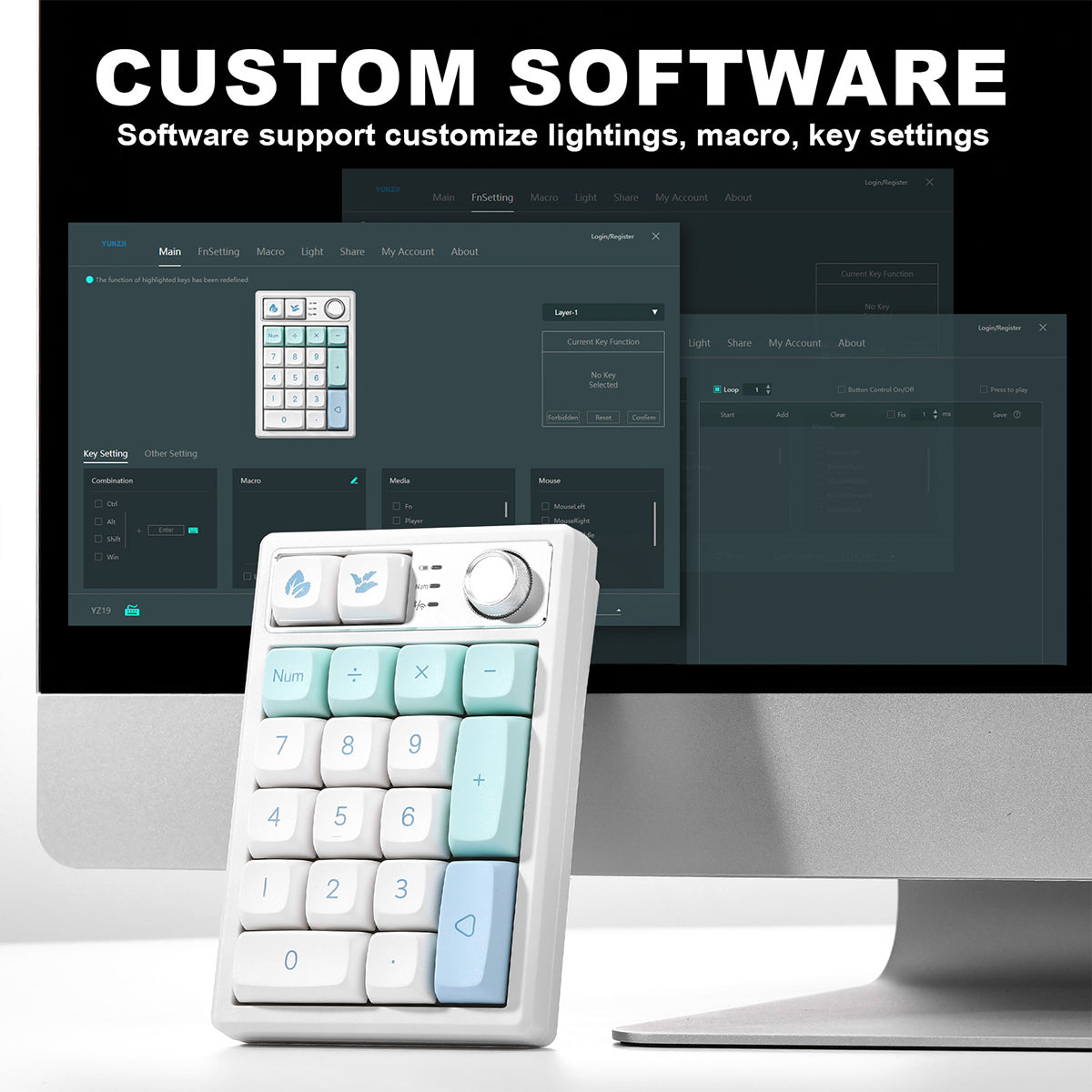 YUNZII YZ19 Gasket Wireless Mechanical Knob Numeric Keyboard Numpad