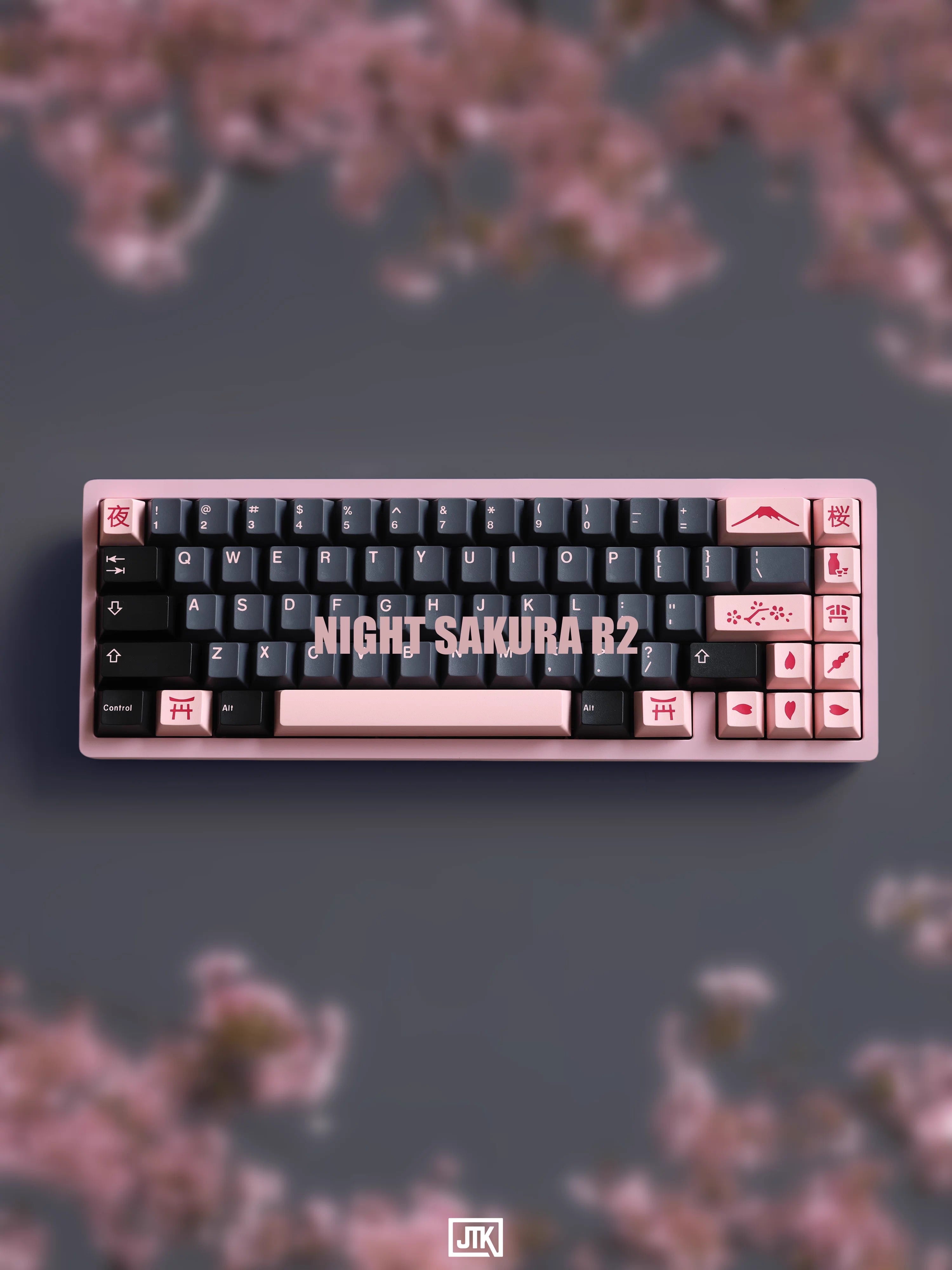 JTK NightSakura Cherry Profile Doubleshot+Tripleshot PBT&ABS Keycap Set