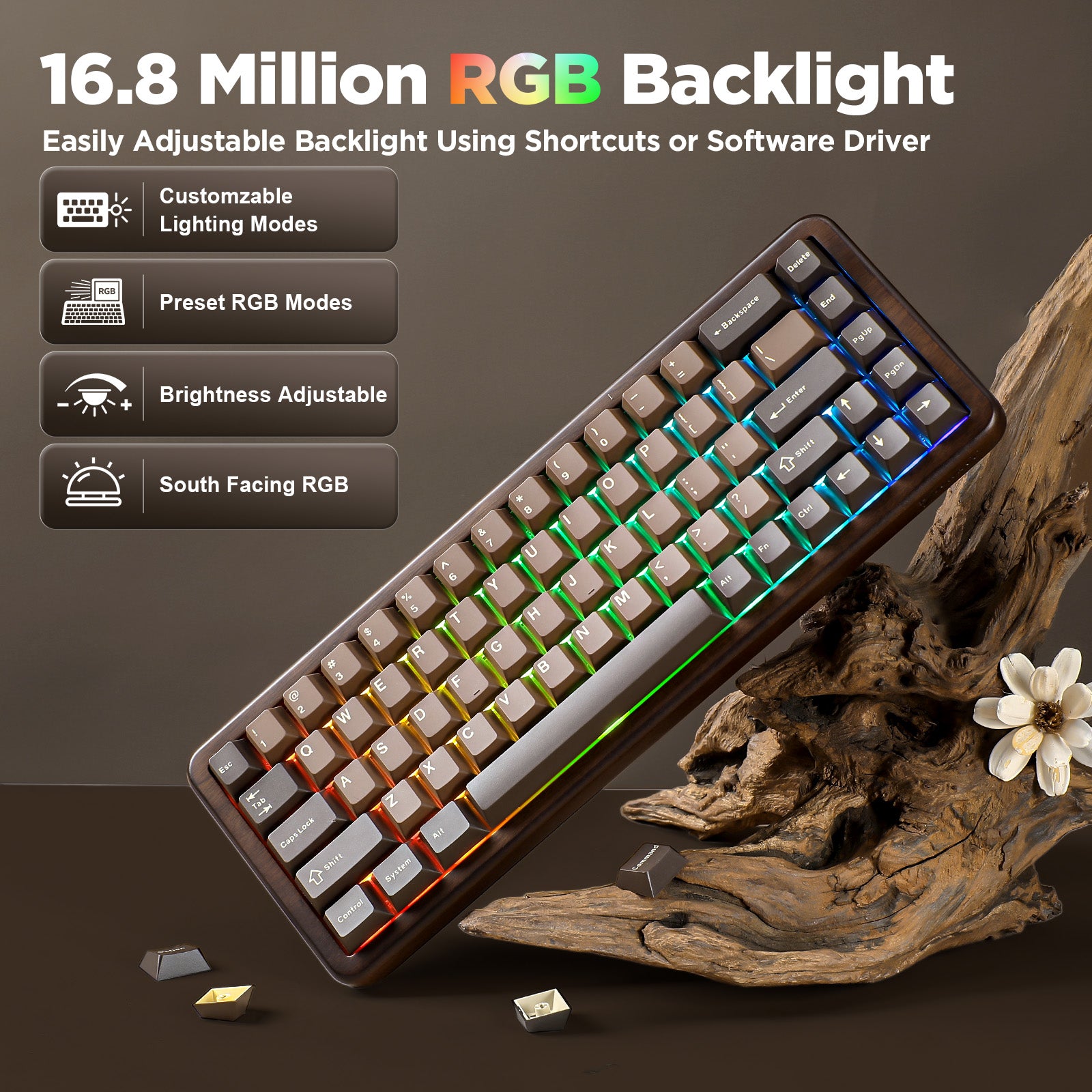 YUNZII WOOD84 Hot-Swap Wireless Tri-Mode Mechanical Keyboard