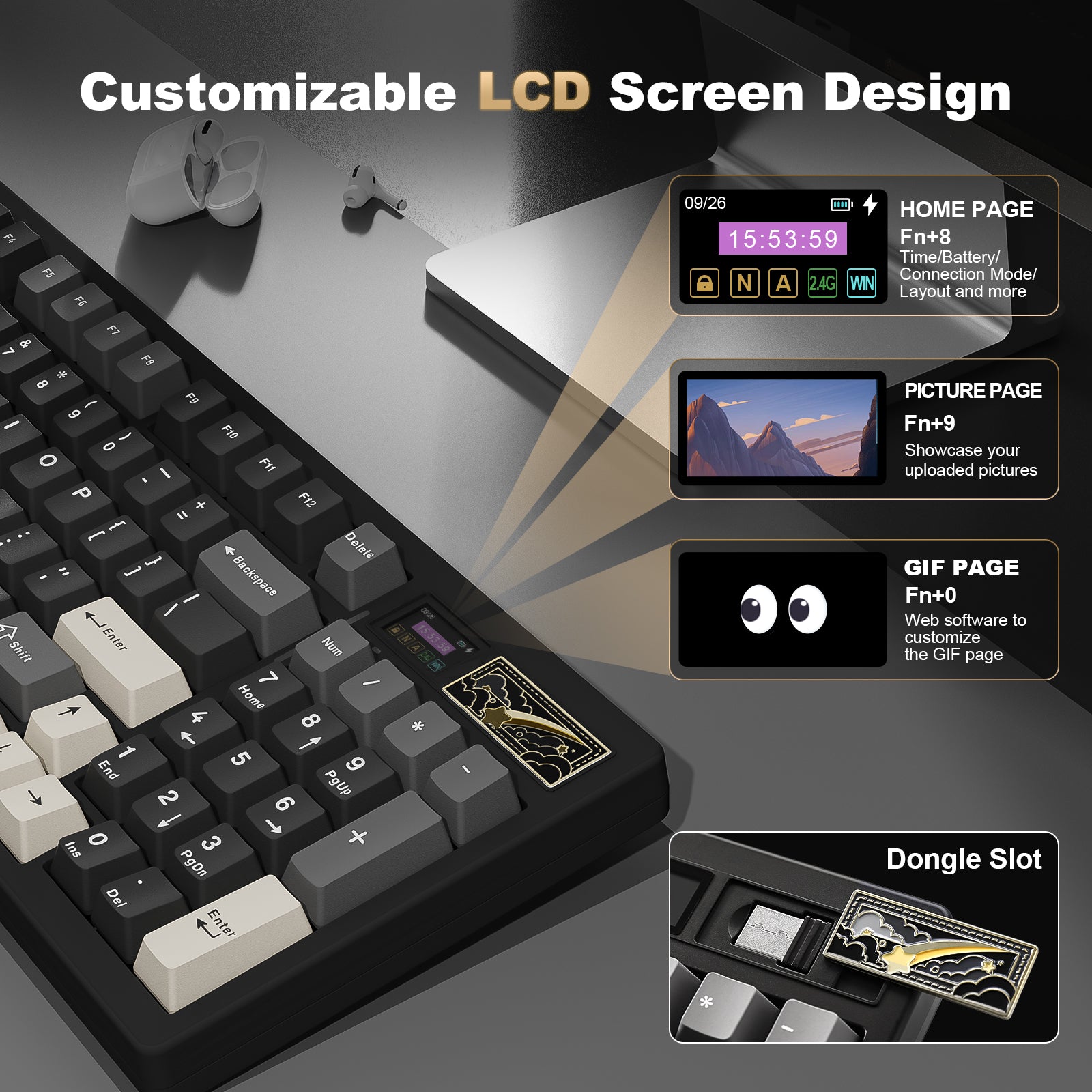 YUNZII IF99 QMK/VIA Full Size Wireless Mechanical Keyboard with LCD Screen