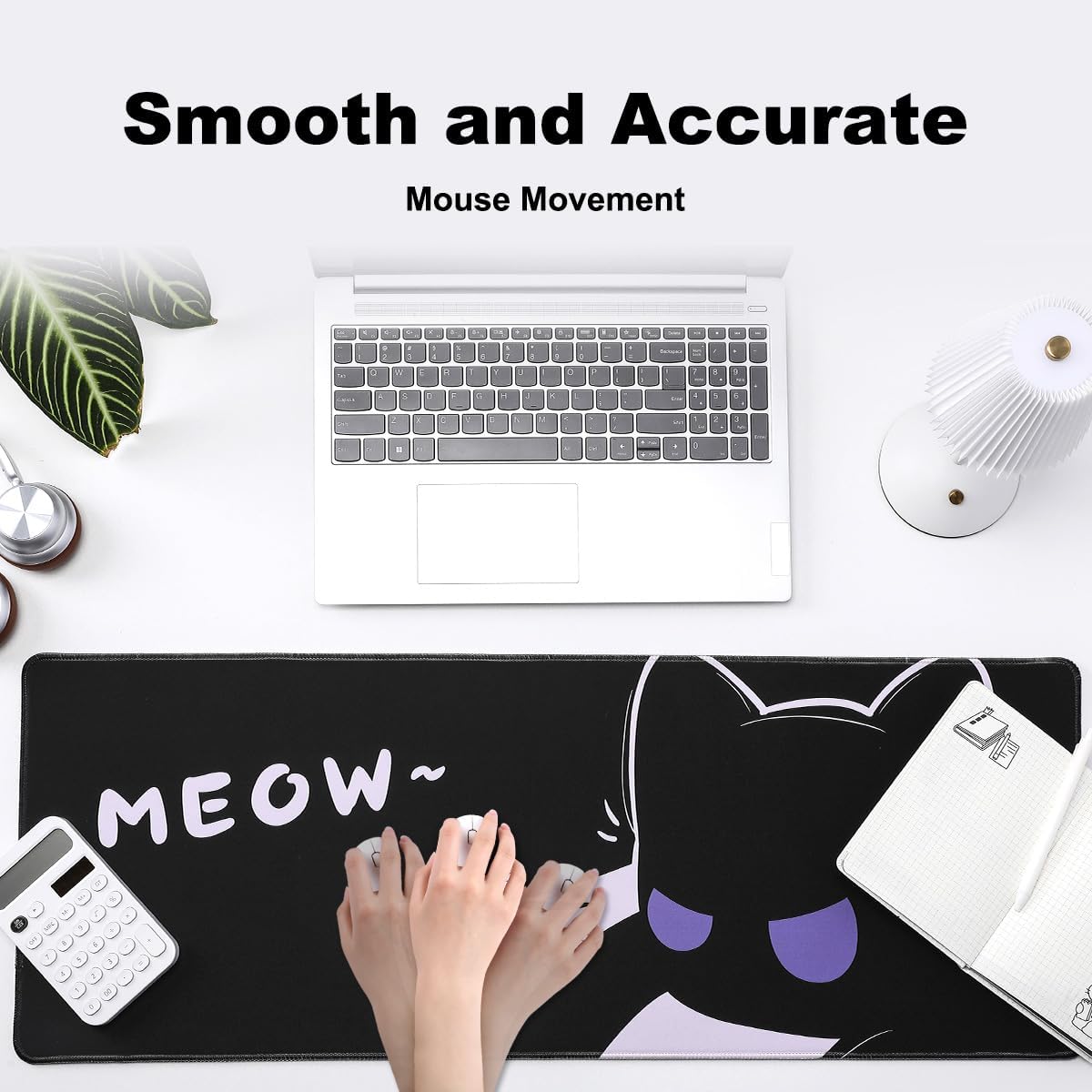 YUZNII Oversized Cartoon Kitten Desk Mat 800x300x3mm Mousepad