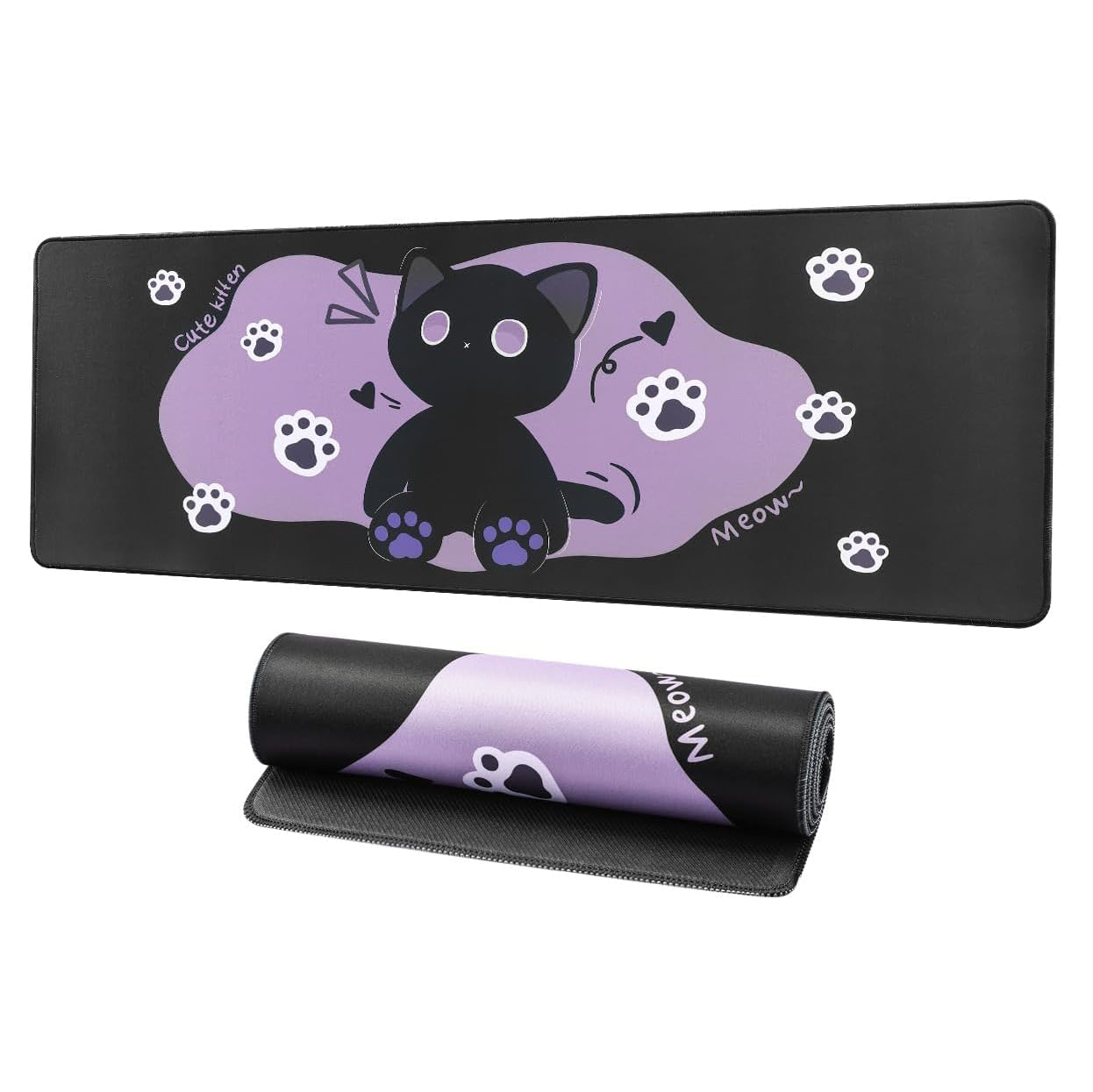 YUZNII Oversized Cartoon Kitten Desk Mat 800x300x3mm Mousepad