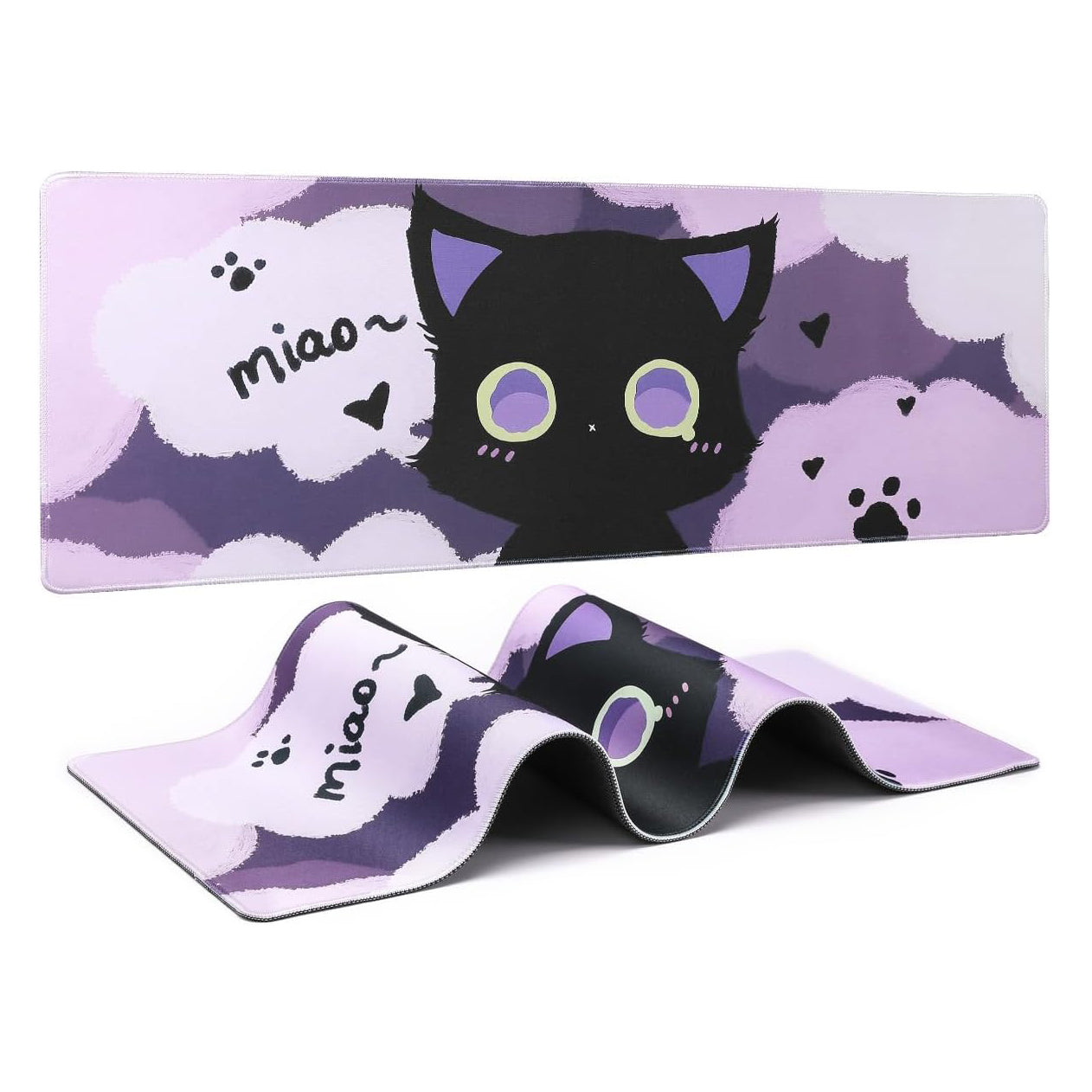 YUZNII Oversized Cartoon Kitten Desk Mat 800x300x3mm Mousepad